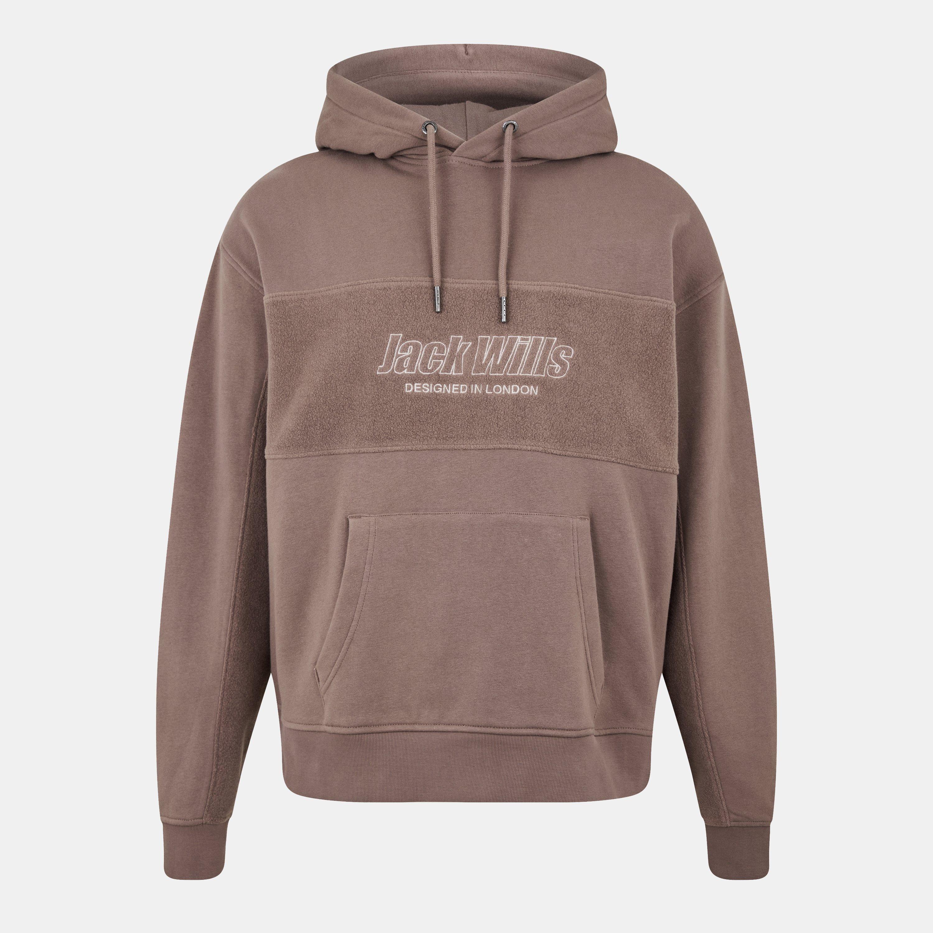 Ziegelrosa - Jack Wills - Men's Reverse Panel Hoodie - 1