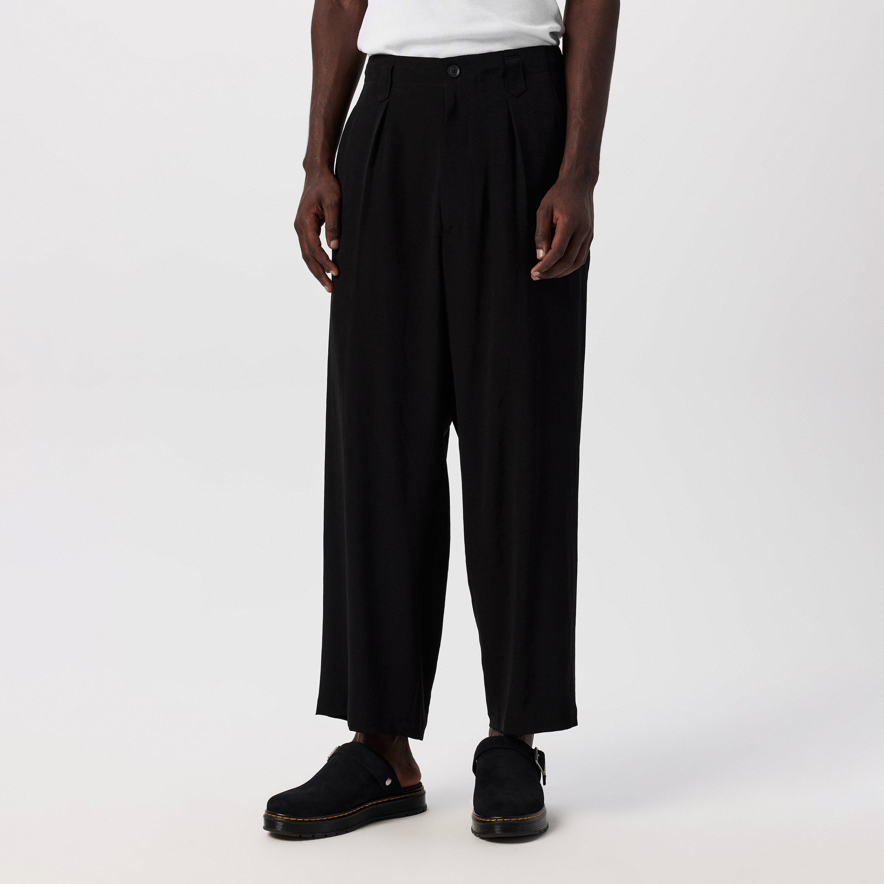 Black 1 - Yohji Yamamoto - Men's Wide Loop Straight Leg Trouser - 3