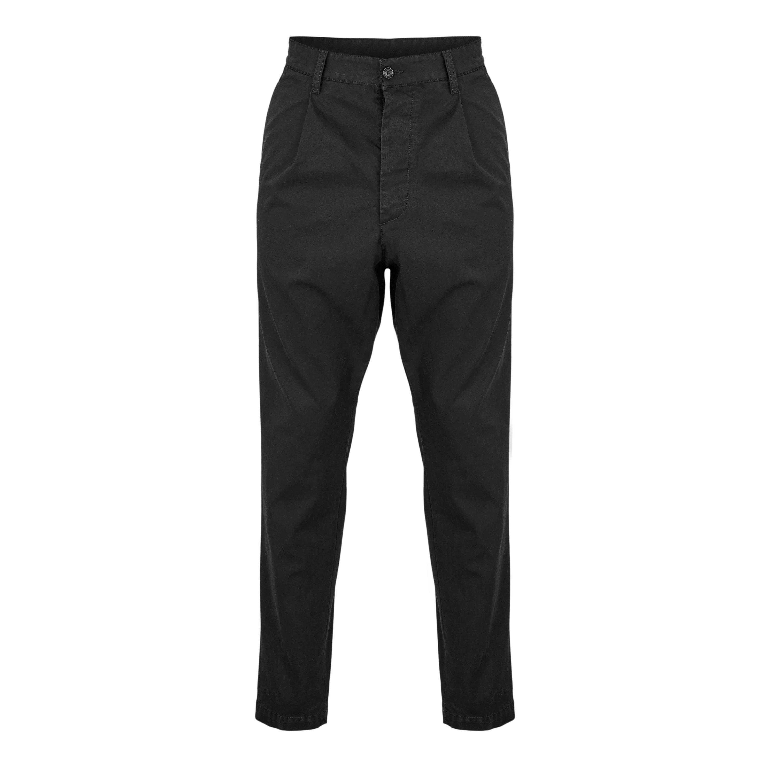 Black - DSquared2 - Men's One Pleat Cotton Straight Leg Trousers - 1