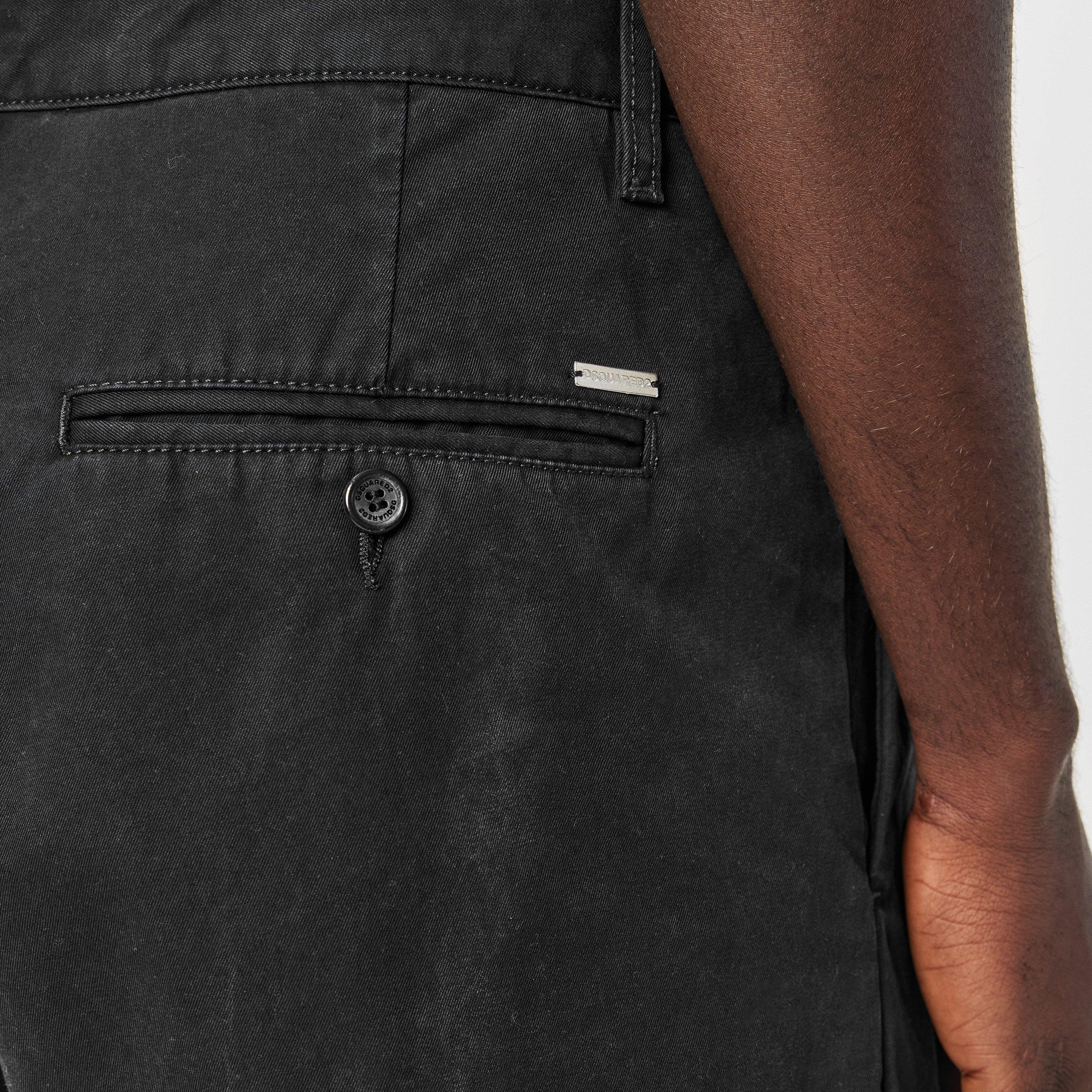 Black - DSquared2 - Men's One Pleat Cotton Straight Leg Trouser - 5