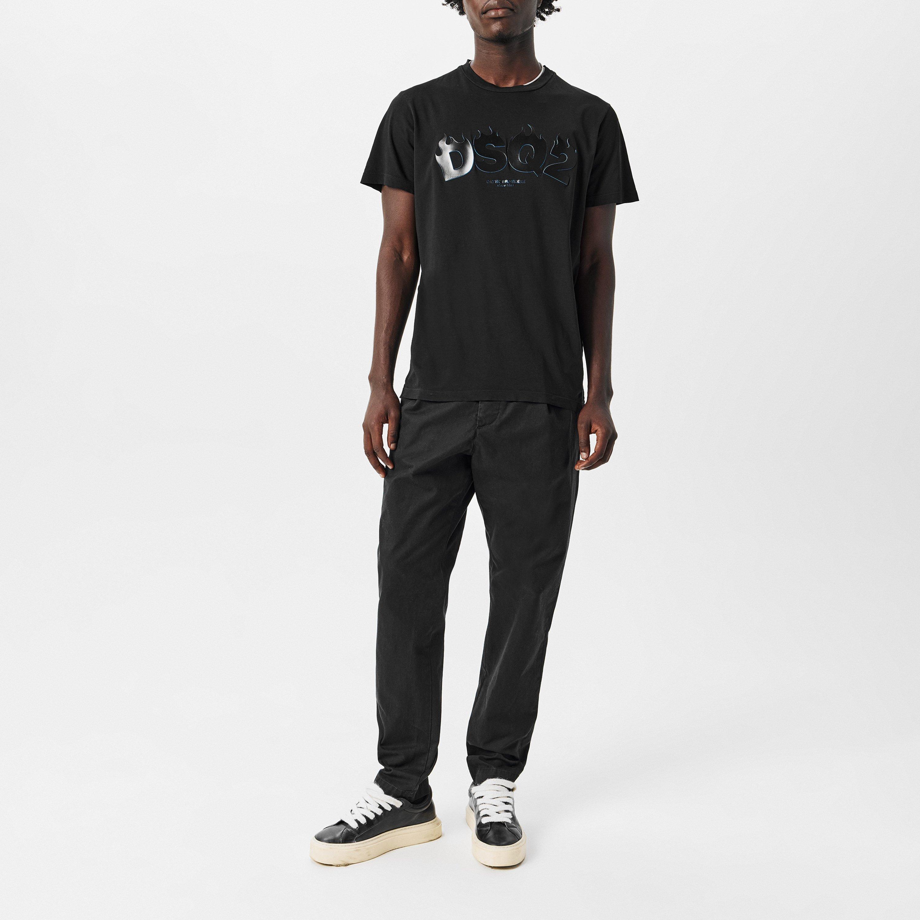 Black - DSquared2 - Men's One Pleat Cotton Straight Leg Trouser - 6