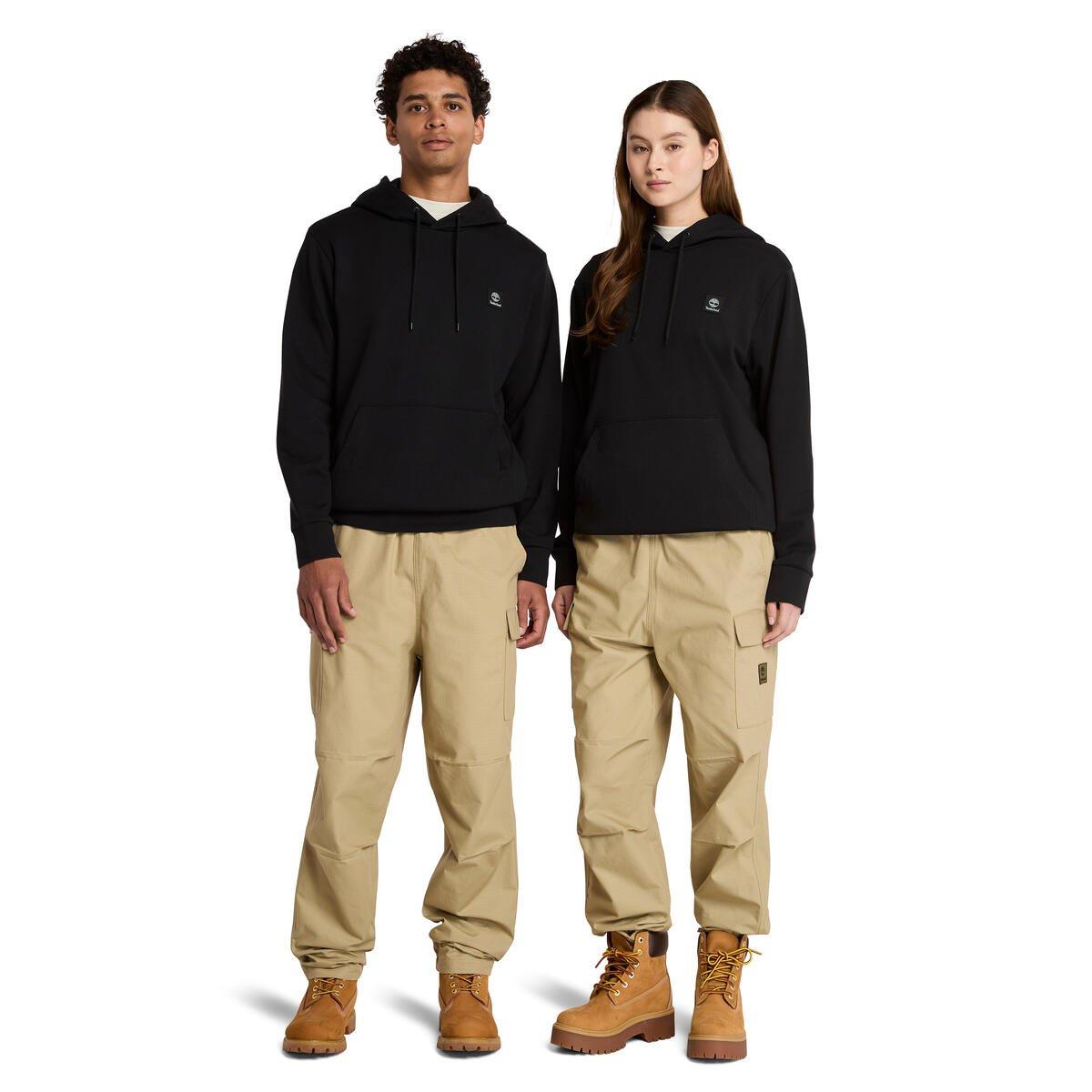 Black - Timberland - Men's Woven Badge Black Pull Over Hoodie - 2