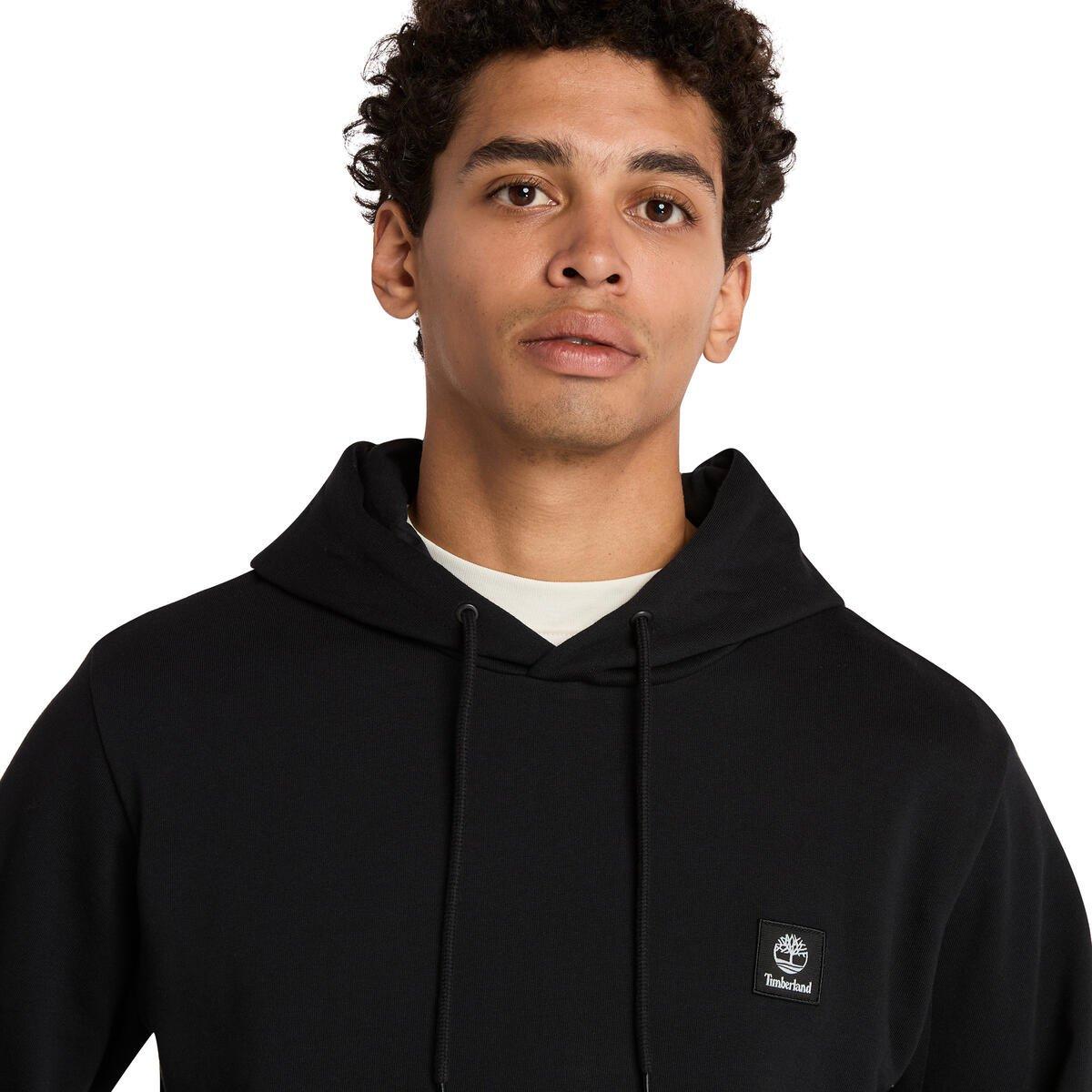 Black - Timberland - Men's Woven Badge Black Pull Over Hoodie - 4