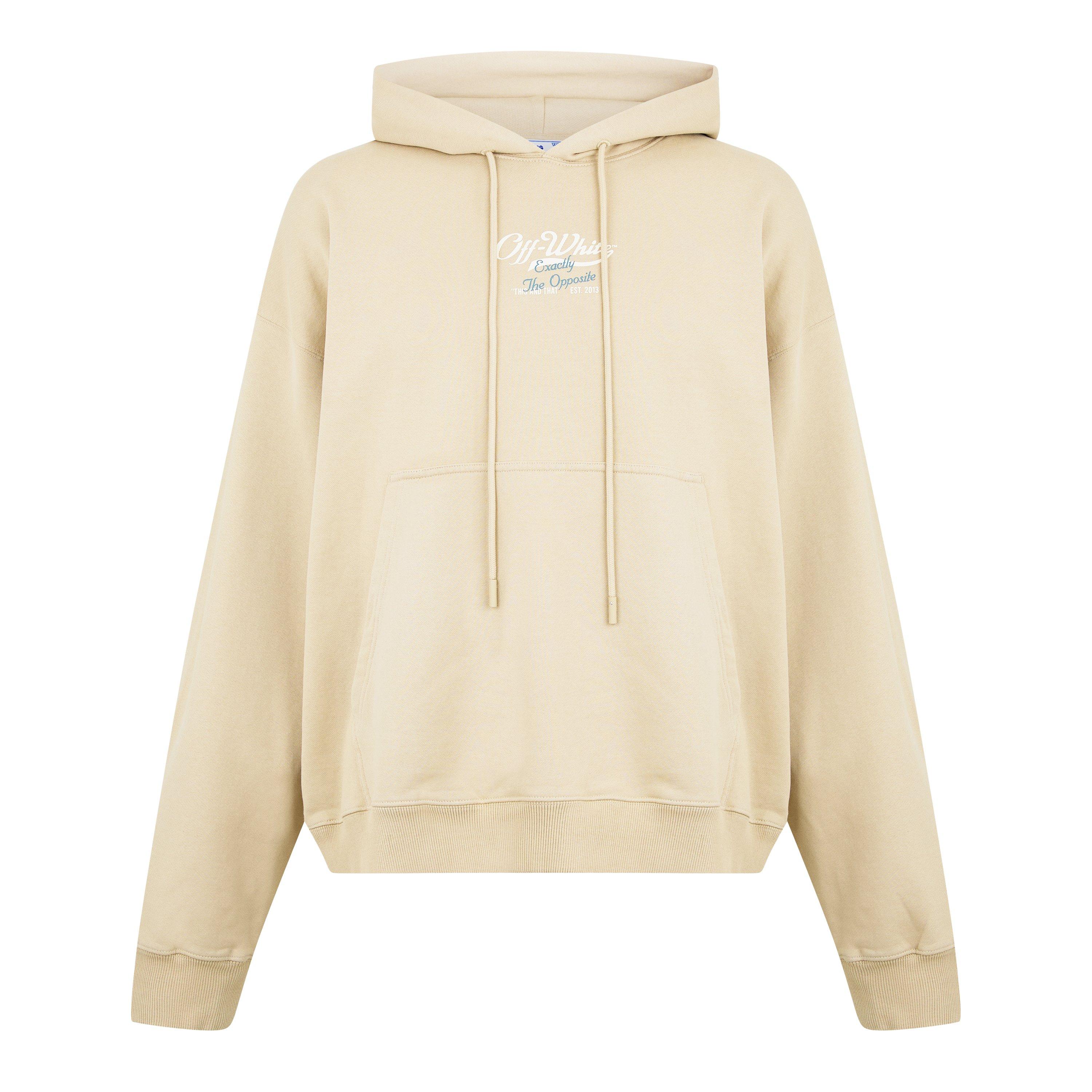 Off White Men's Script Hoodie, Logo Hoodie - Beige - XS