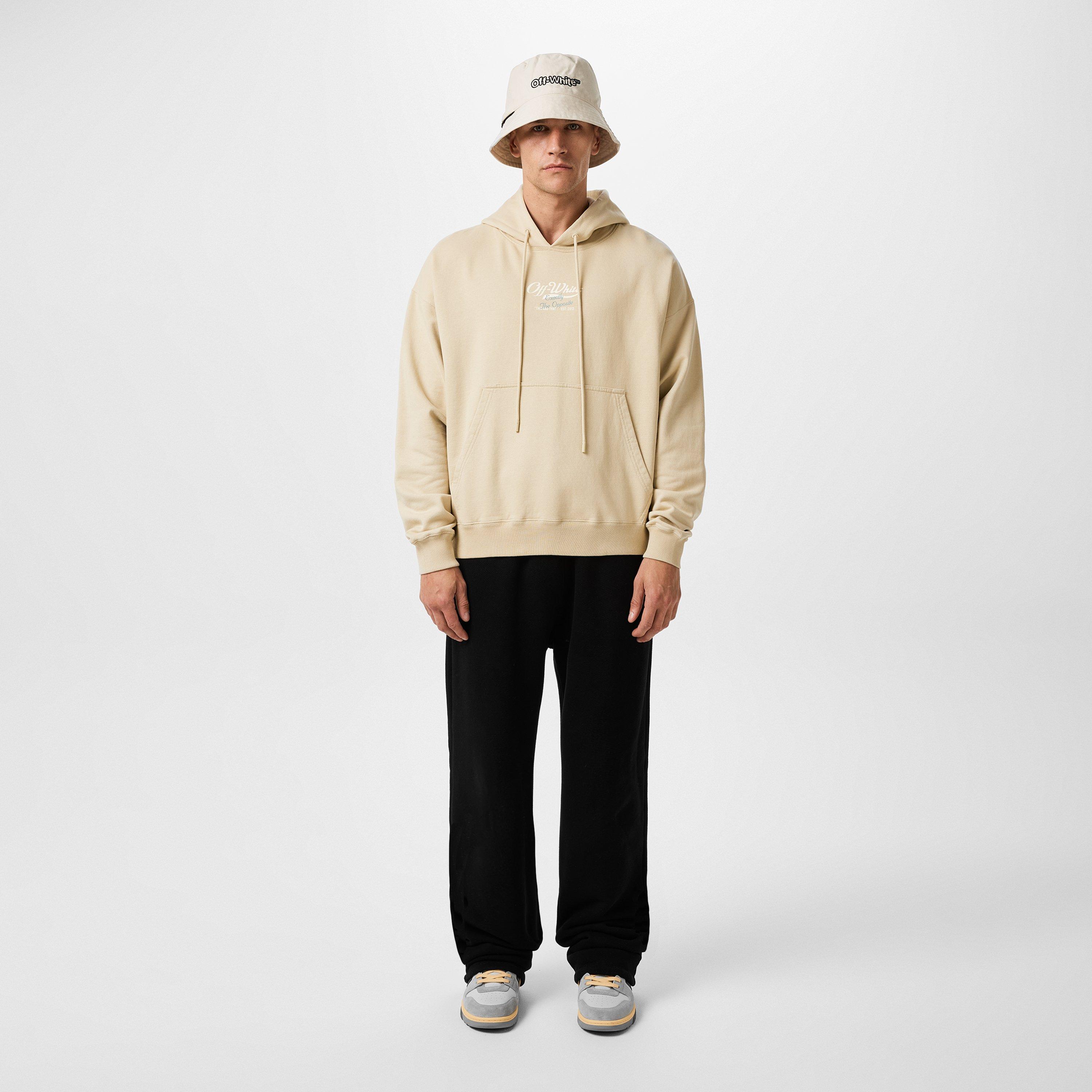 Beige - Off White - Men's  Script Hoodie, Logo Hoodie - 4
