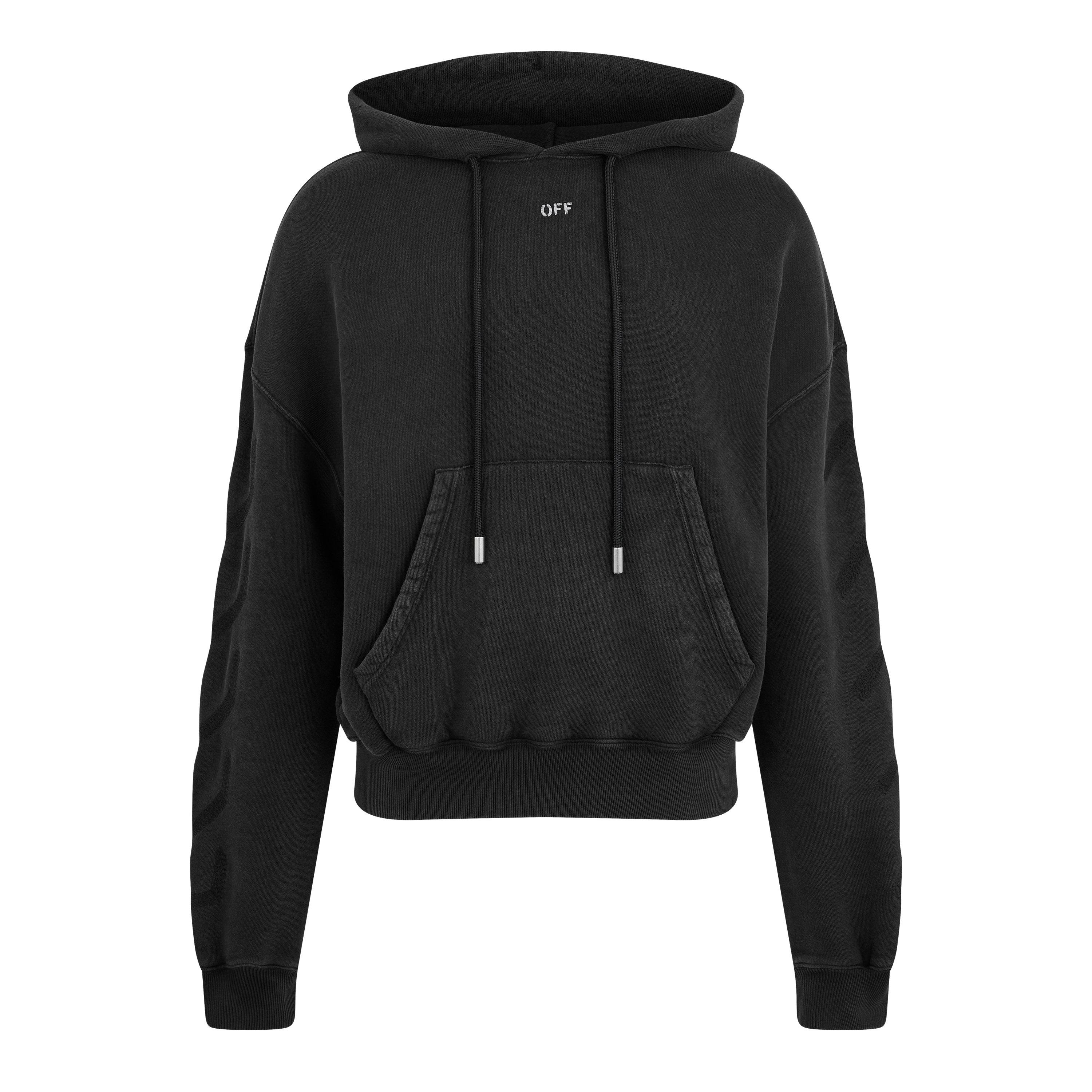 Black - Off White - Men's Saint Matthew Distressed Graphic Print Hoodie - 5