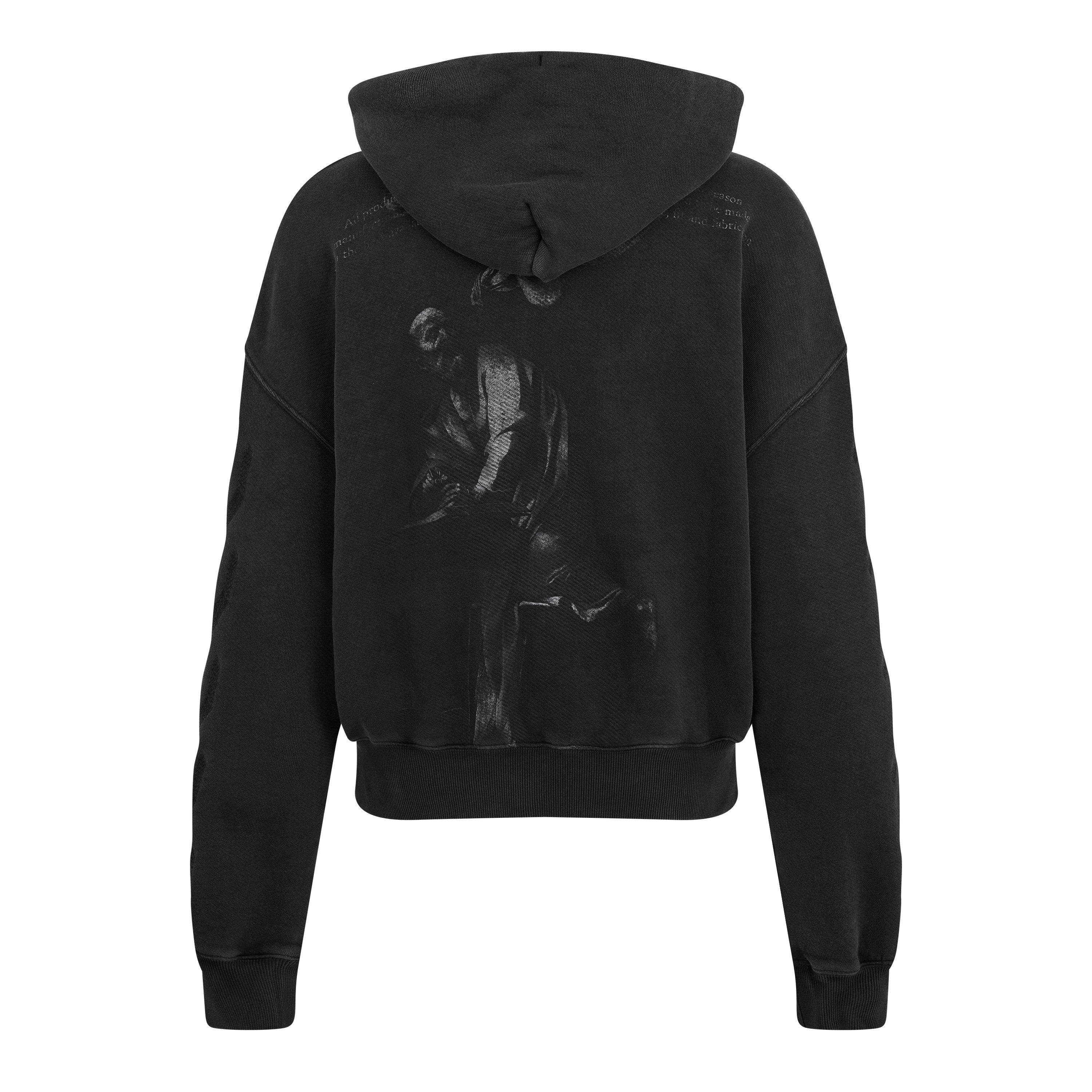 Black - Off White - Men's Saint Matthew Distressed Graphic Print Hoodie - 6