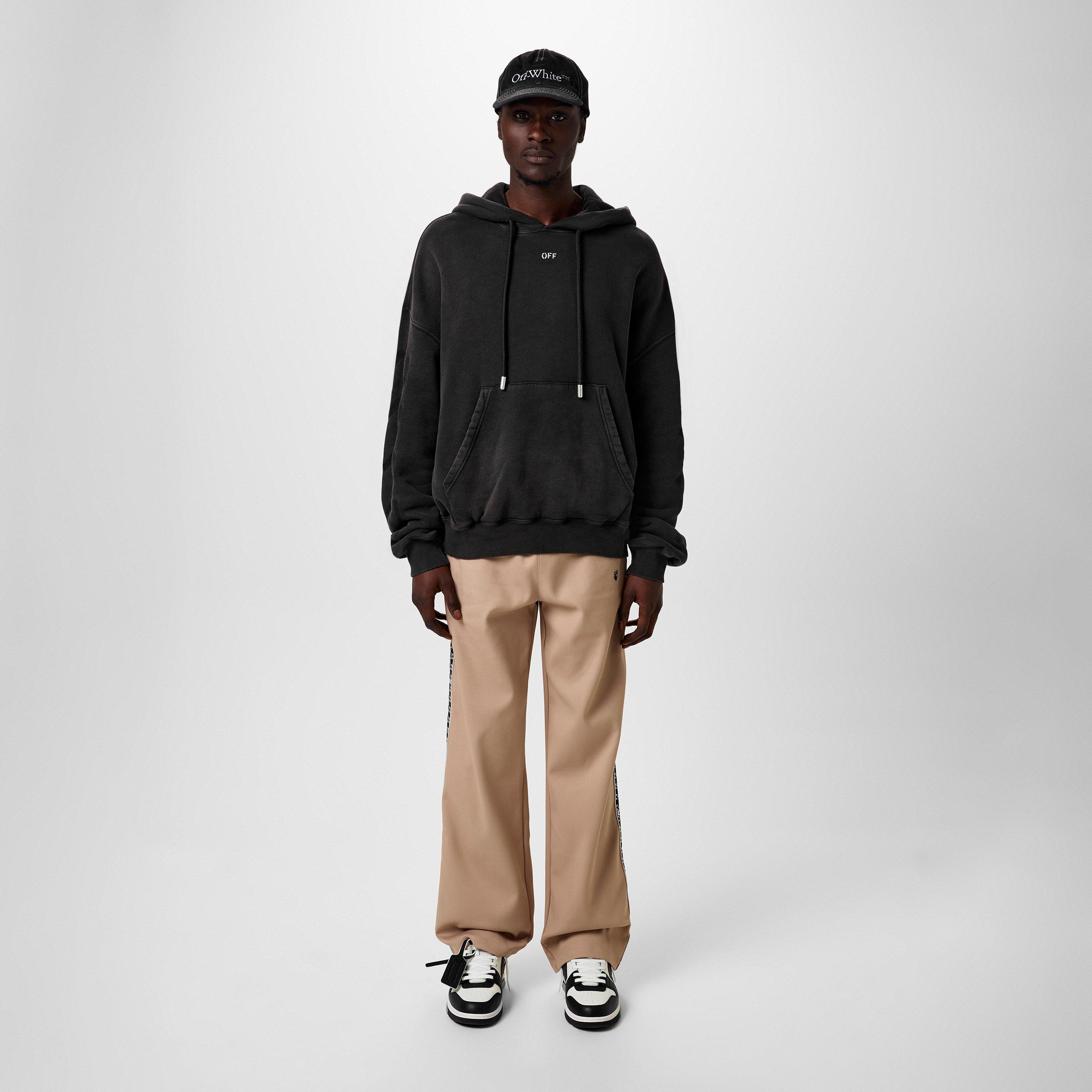 Black - Off White - Men's Saint Matthew Distressed Graphic Print Hoodie - 4