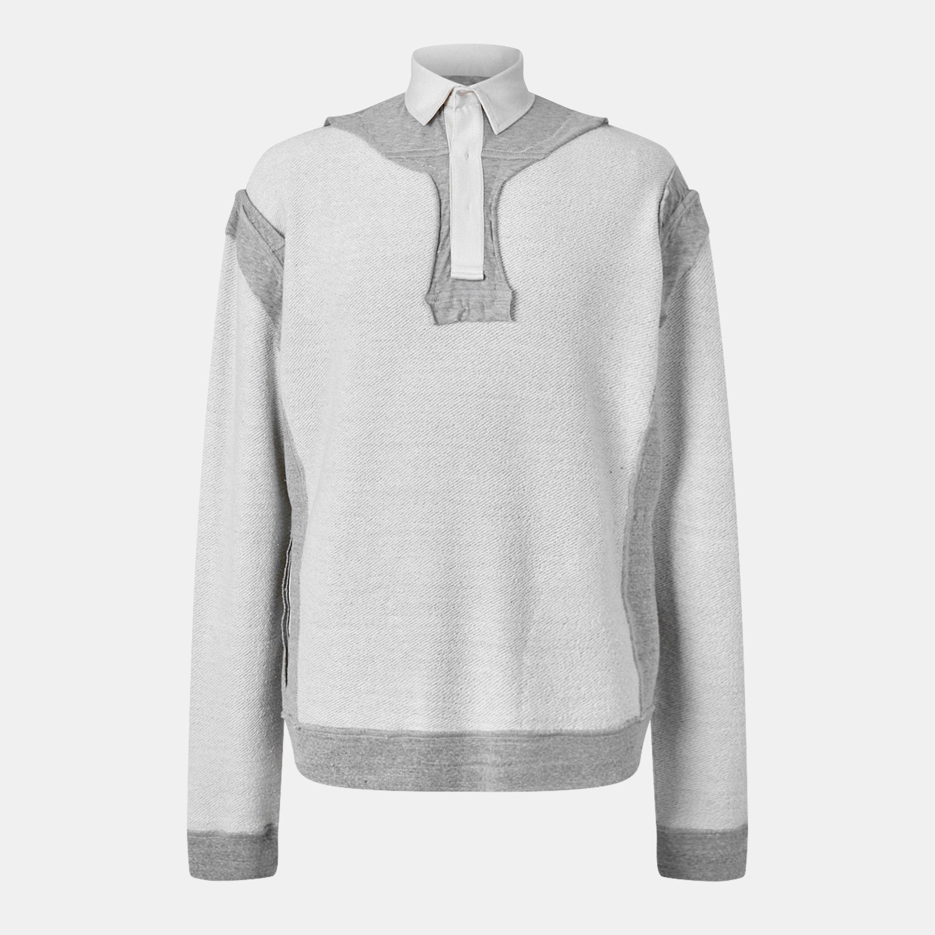 Grey melange - Maison Margiela - Men's Crew-Neck Ribbed Crew Sweatshirt - 1