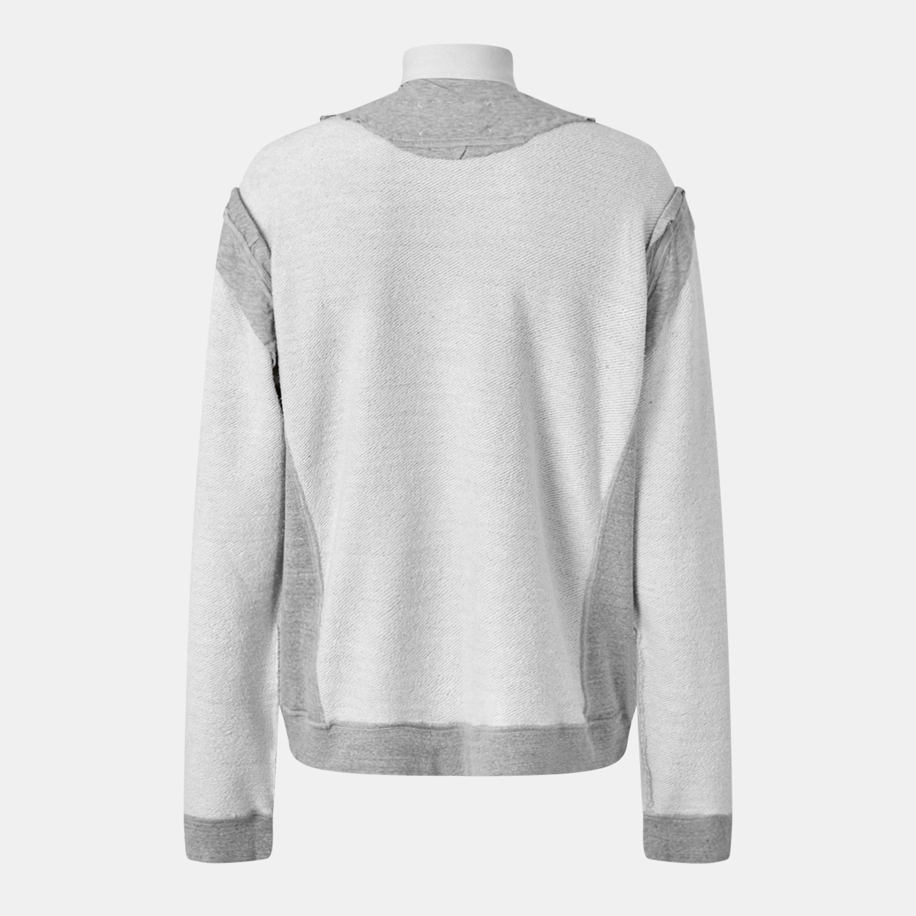 Grey melange - Maison Margiela - Men's Crew-Neck Ribbed Crew Sweatshirt - 2