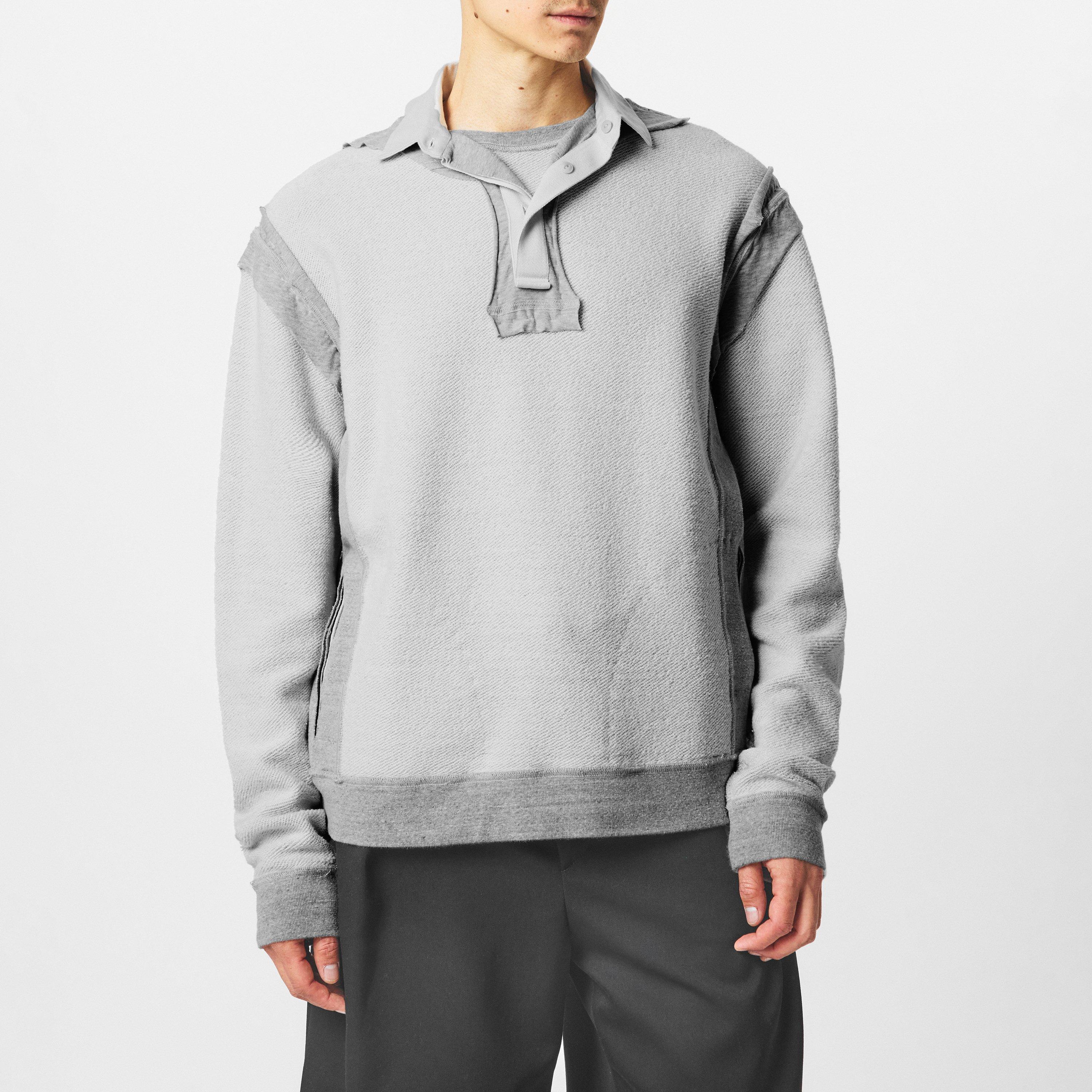 Grey melange - Maison Margiela - Men's Crew-Neck Ribbed Crew Sweatshirt - 3
