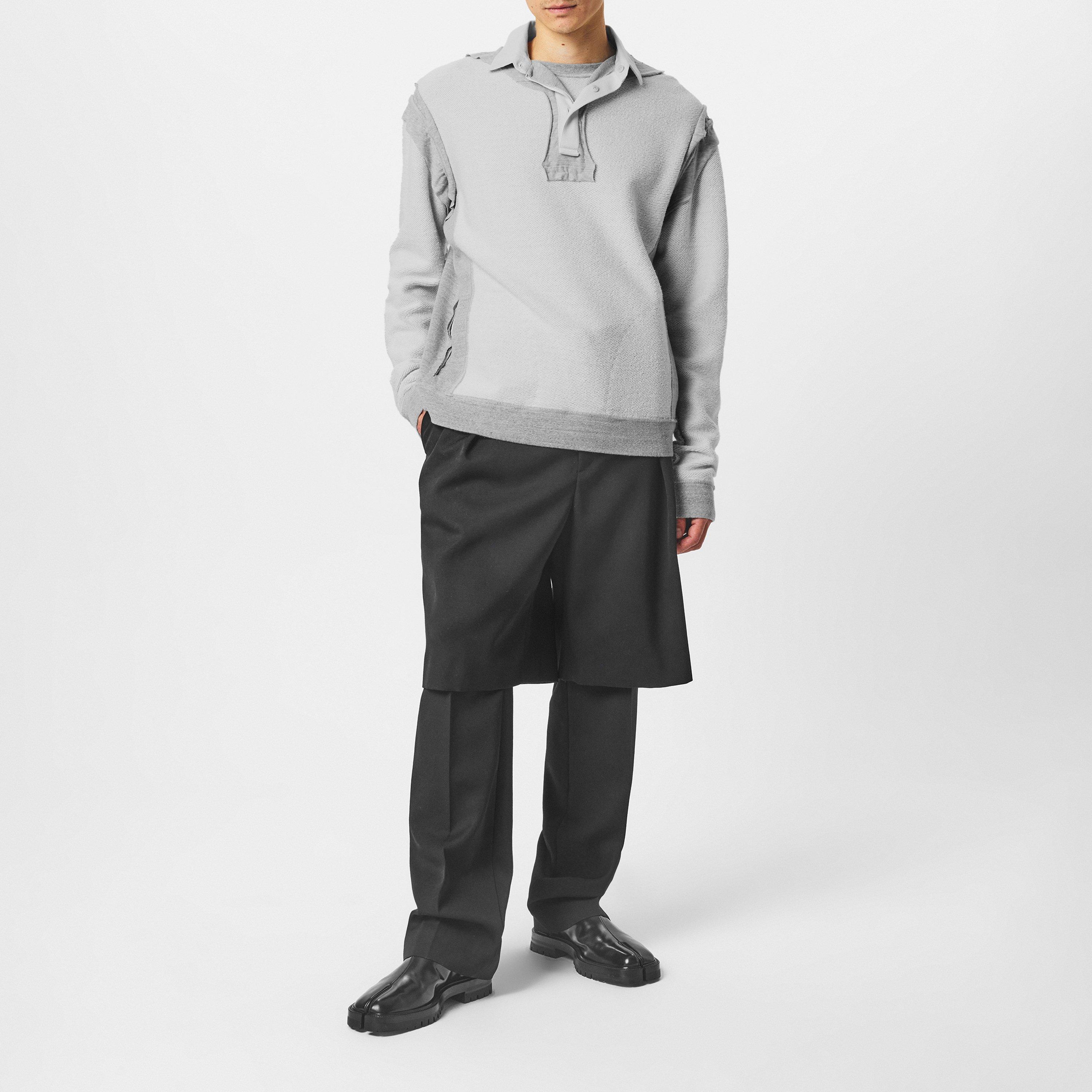 Grey melange - Maison Margiela - Men's Crew-Neck Ribbed Crew Sweatshirt - 6