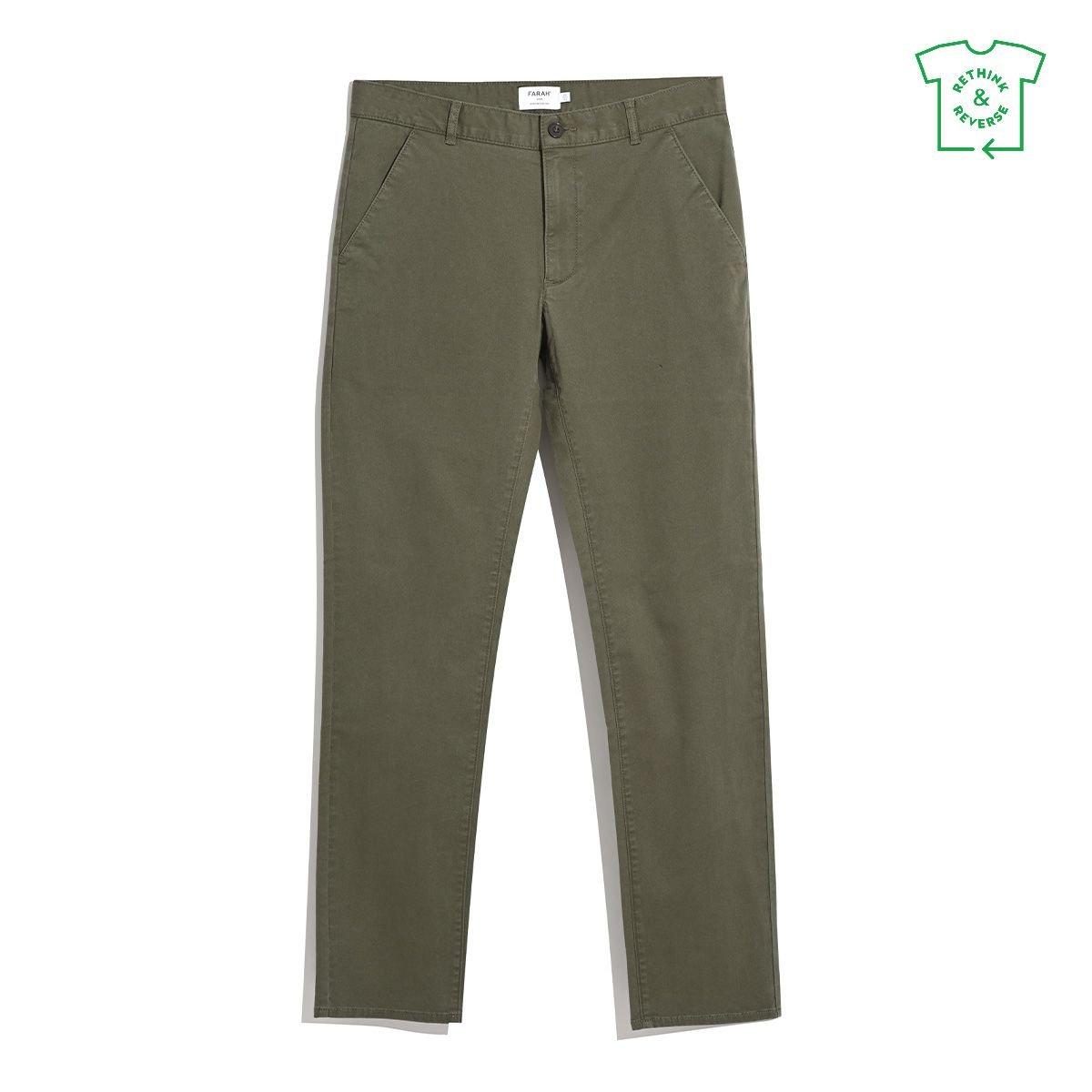 Farah Men's Elm Slim Chinos - Olive Green 390 - 34W R