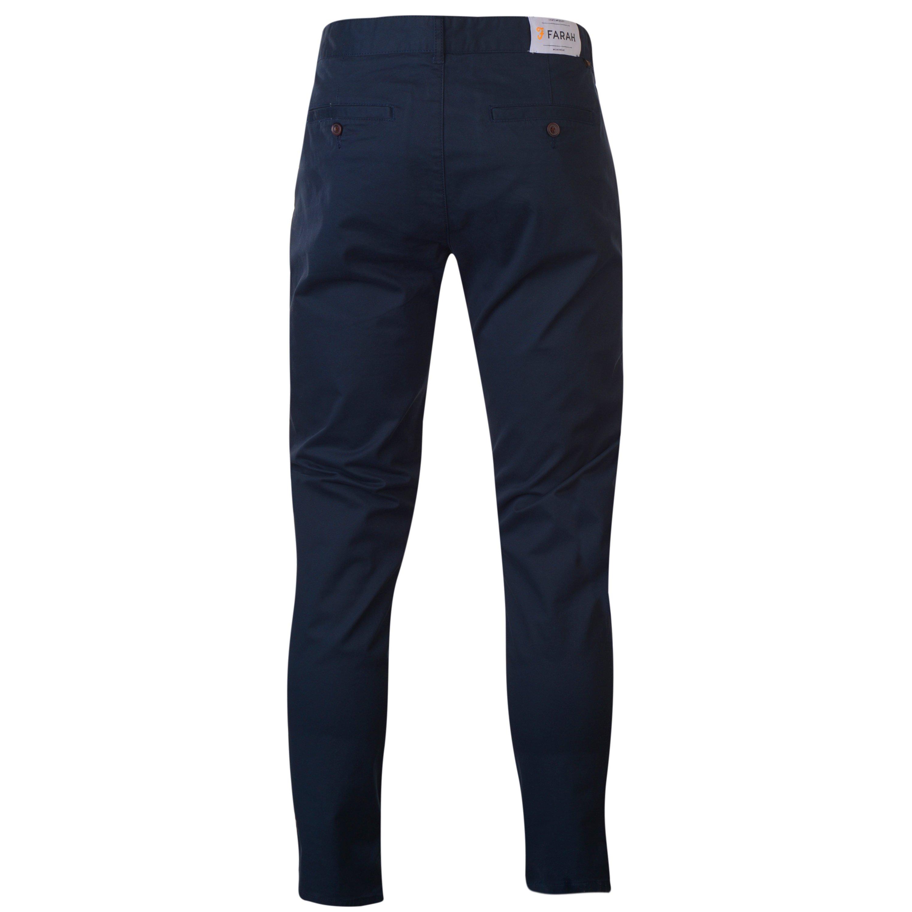Navy 412 - Farah - Elm Slim Chinos - 8