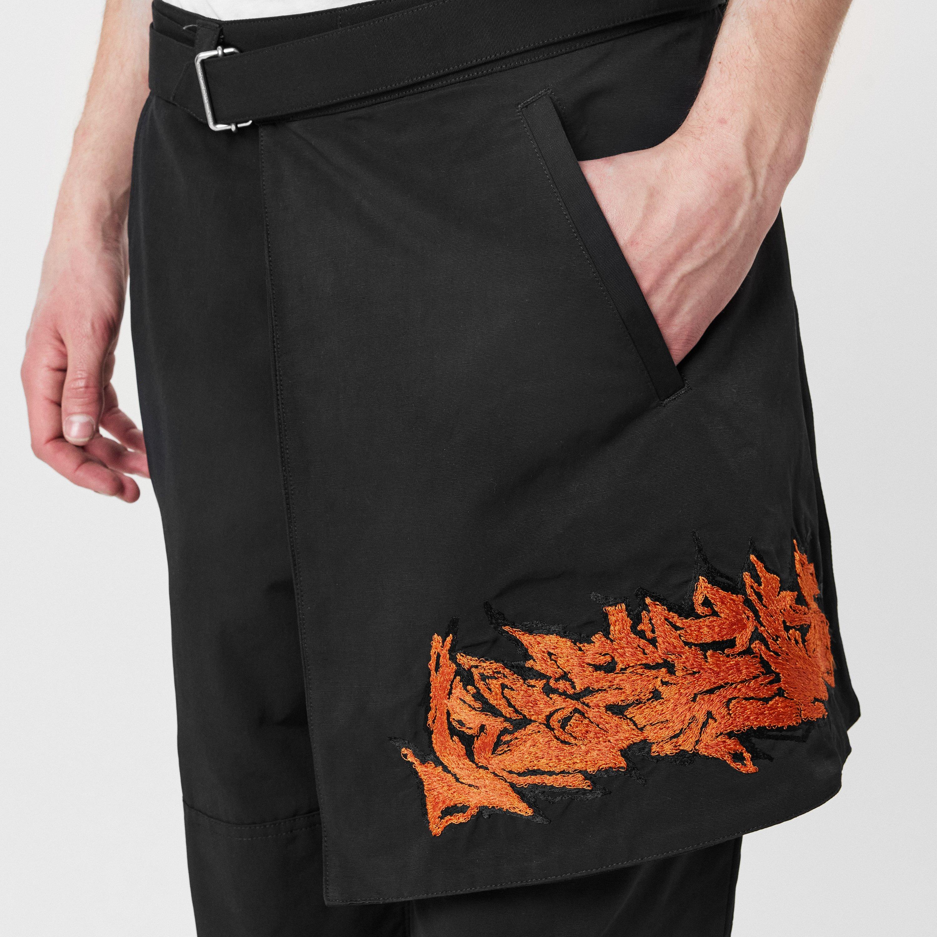 Blauw - Off White - Men's Graphic Trousers with Embroidered Detailing - 5