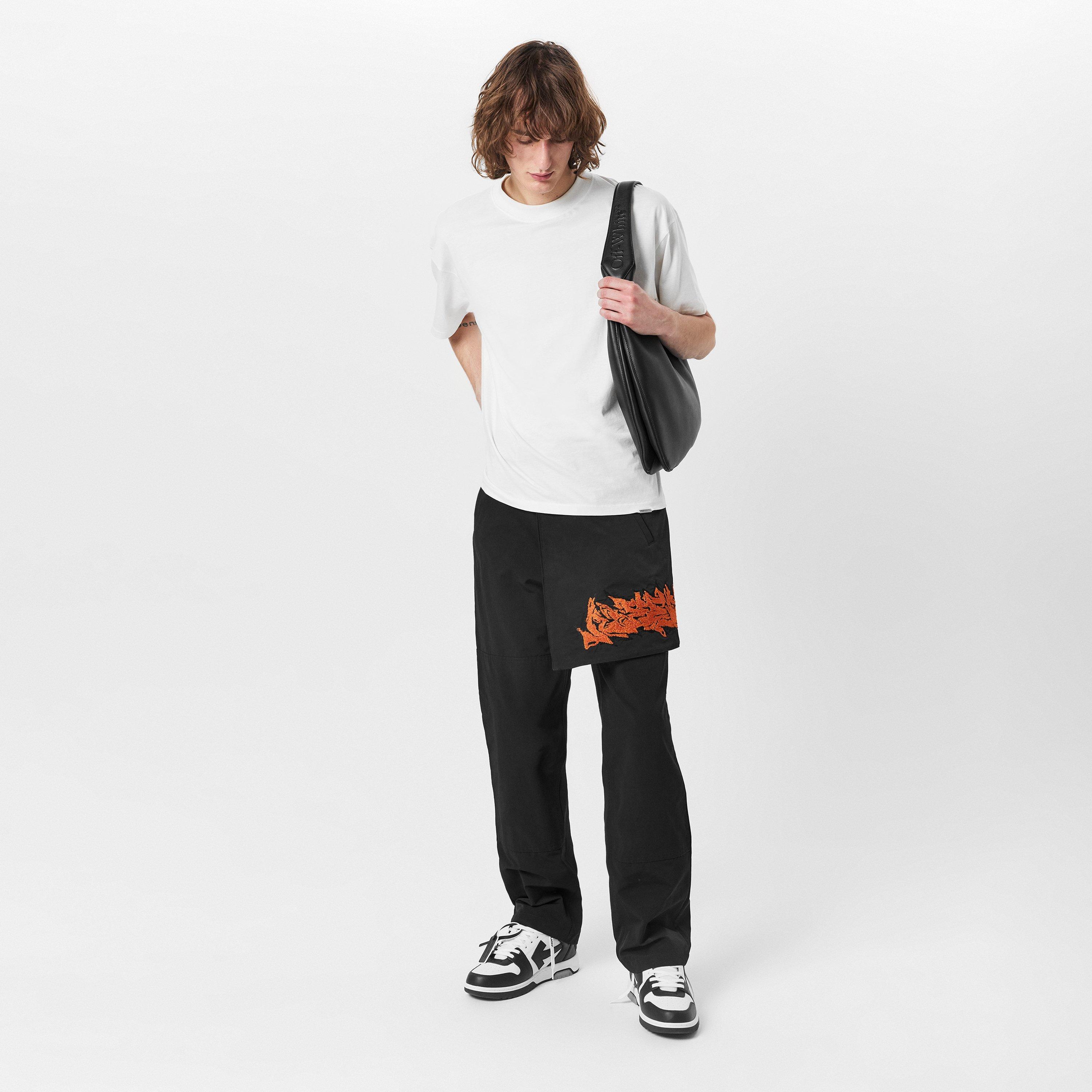 Blauw - Off White - Men's Graphic Trousers with Embroidered Detailing - 6