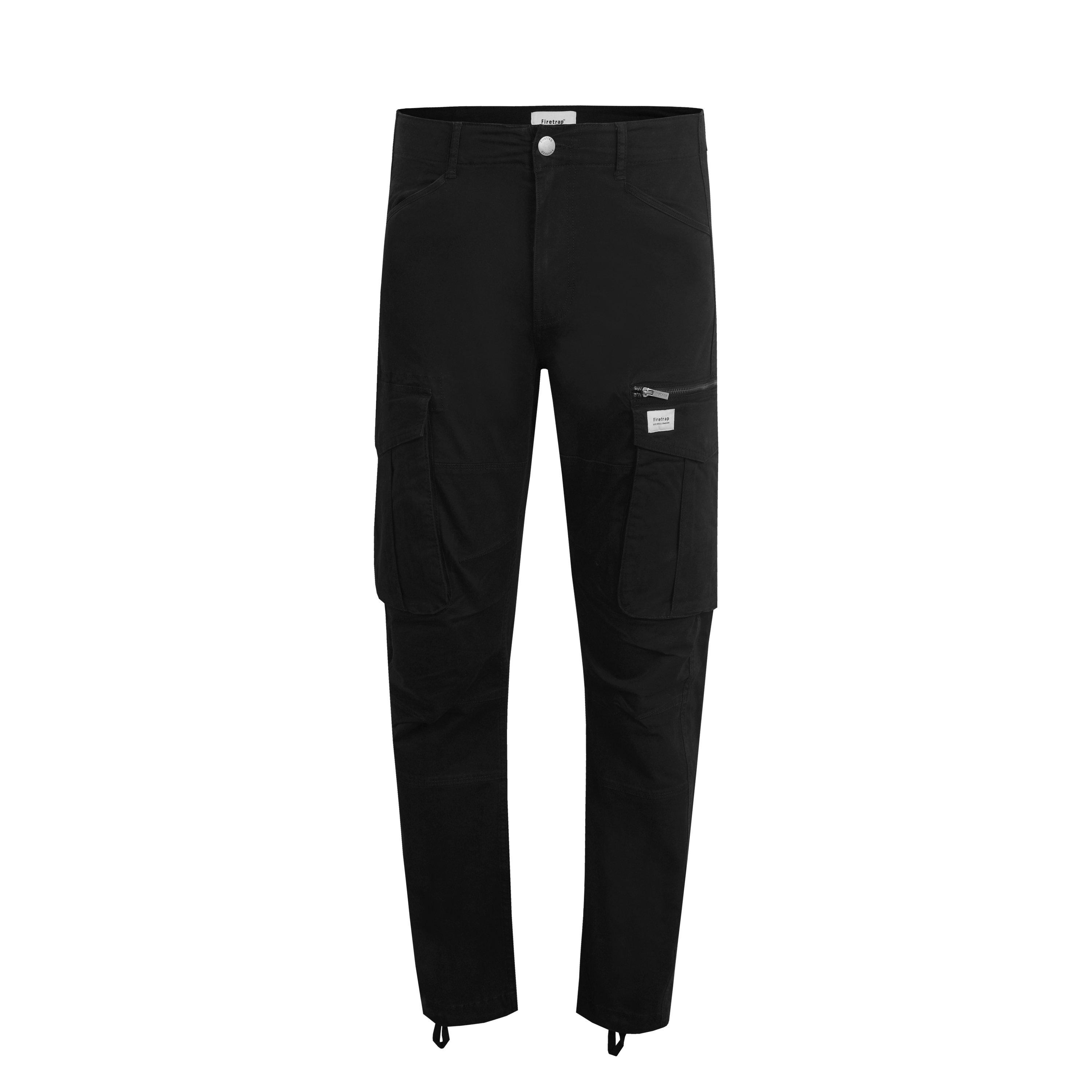 Firetrap Men's Cargo Trouser - Wash Black - 28W R