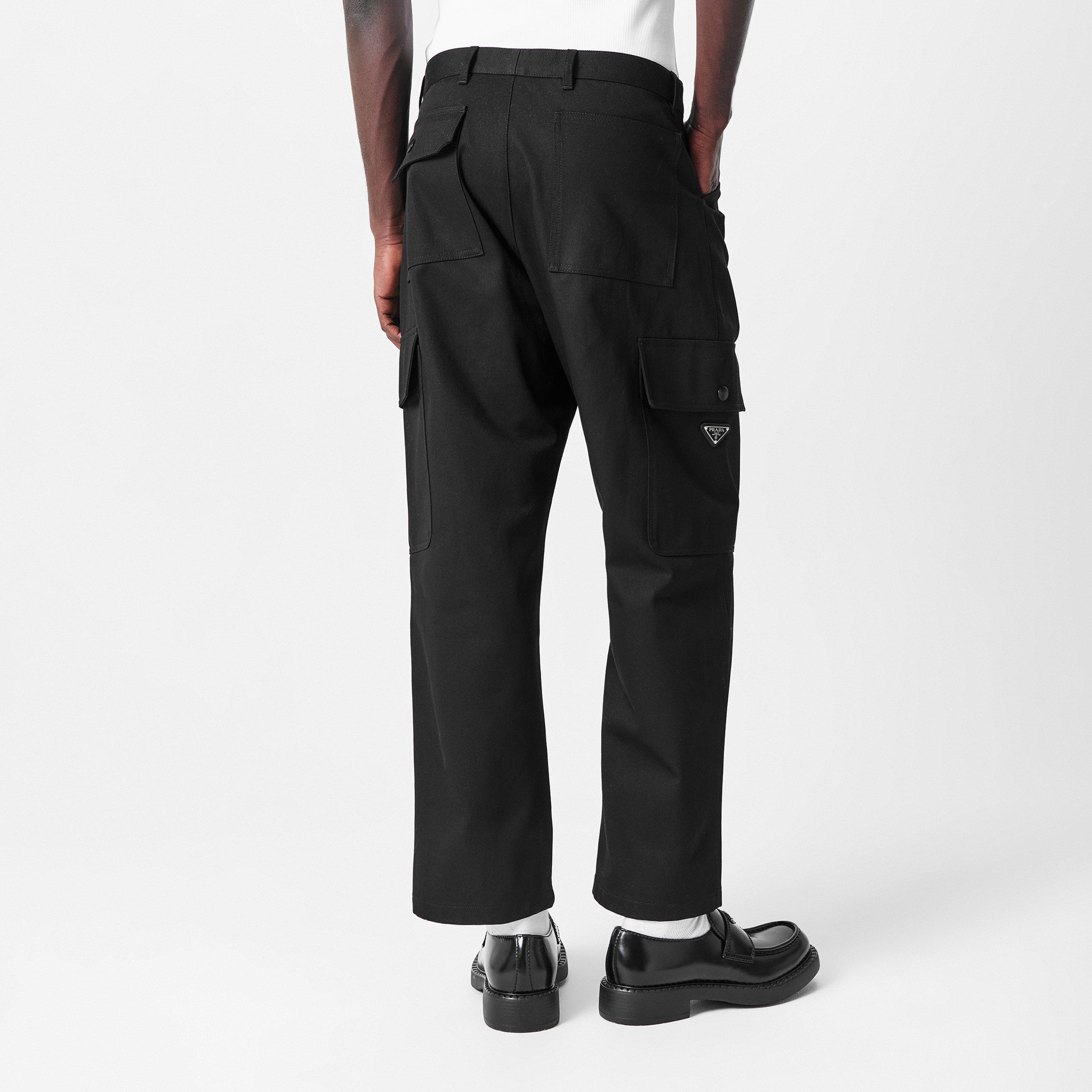Black - Prada - Men's Drill Cargo Trousers - 4