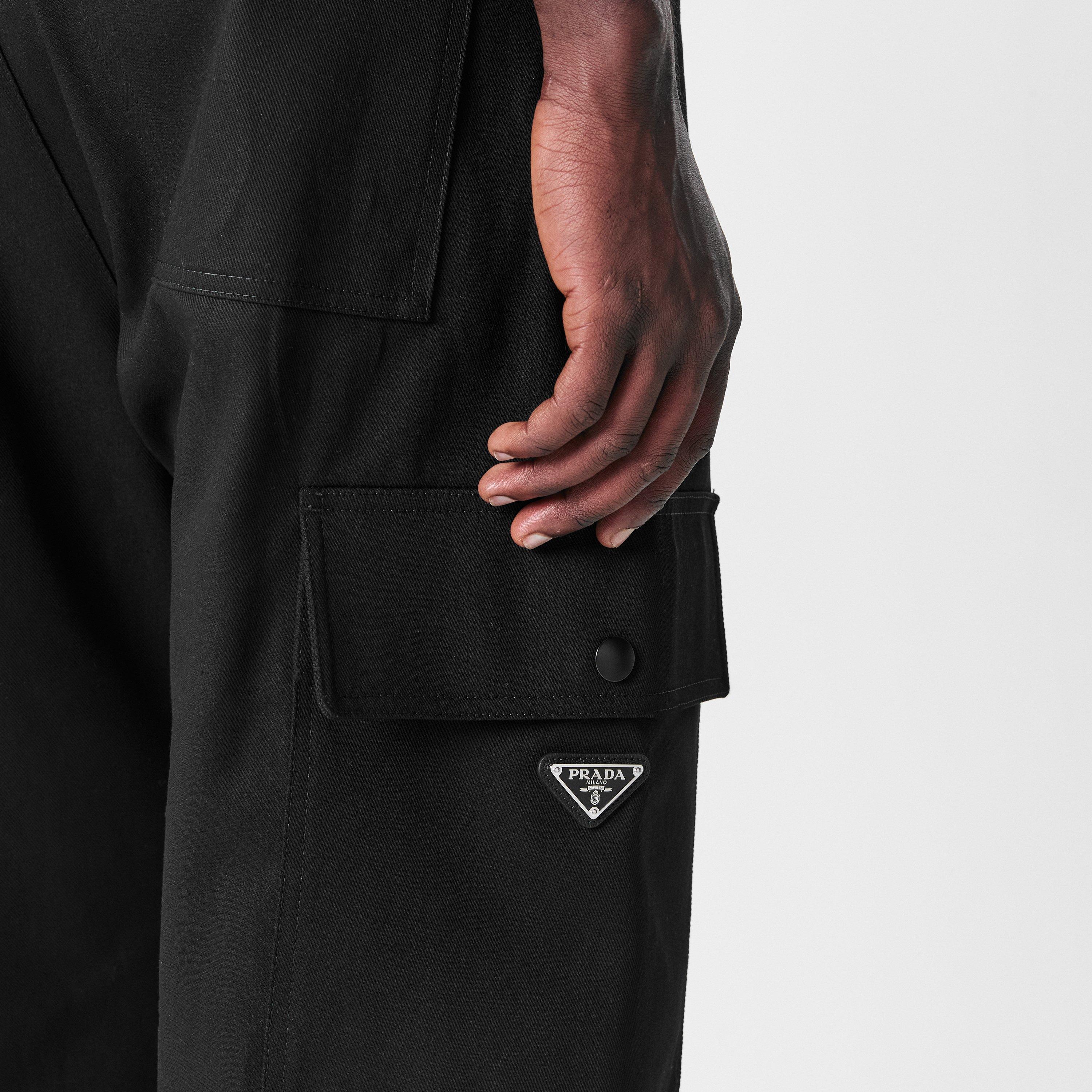 Black - Prada - Men's Drill Cargo Trousers - 5