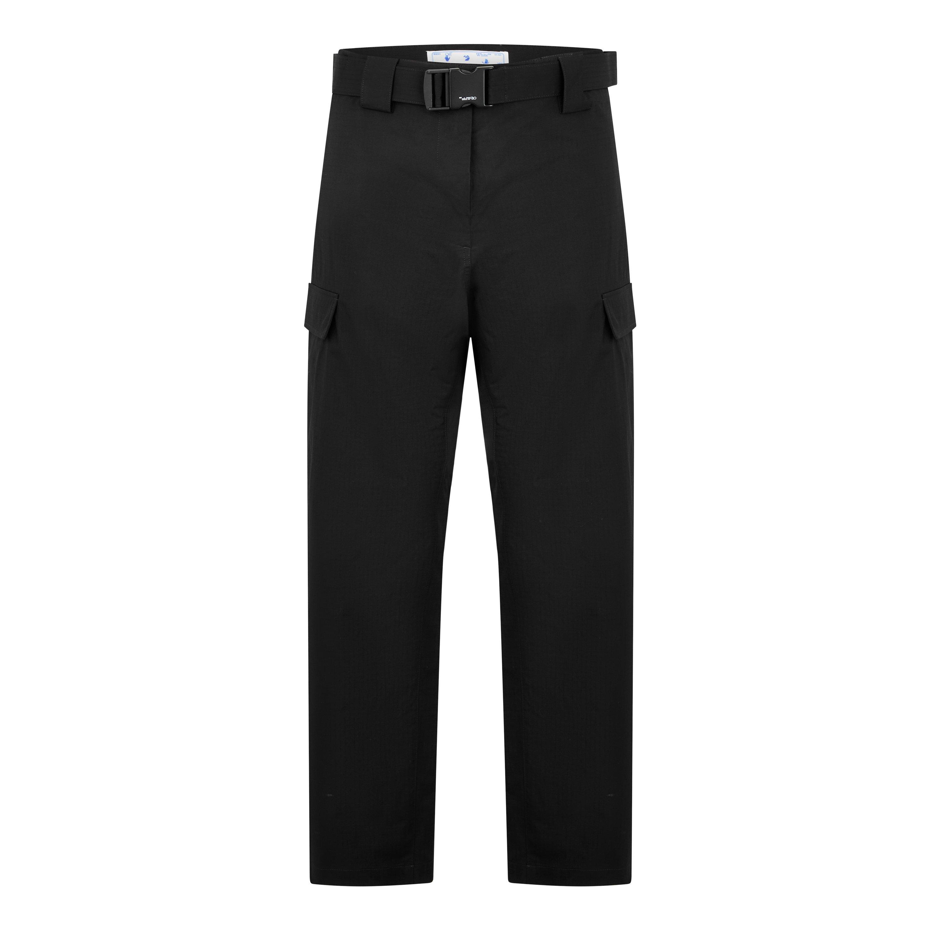 Black - Off White - Men's Cargo Trousers - 1