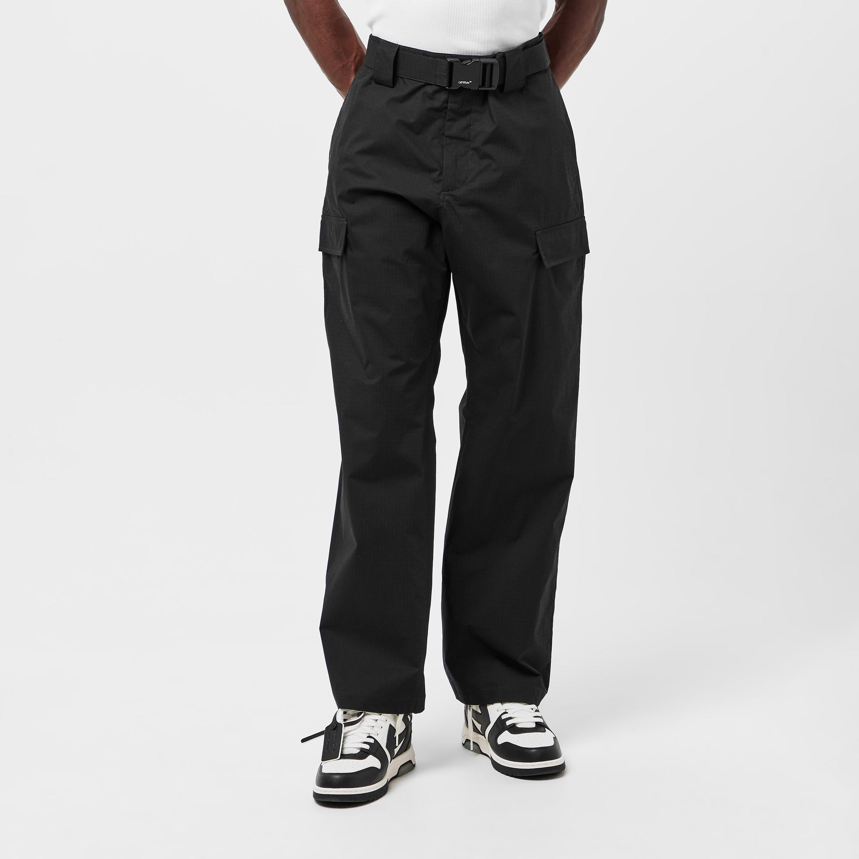 Black - Off White - Men's Cargo Trousers - 3