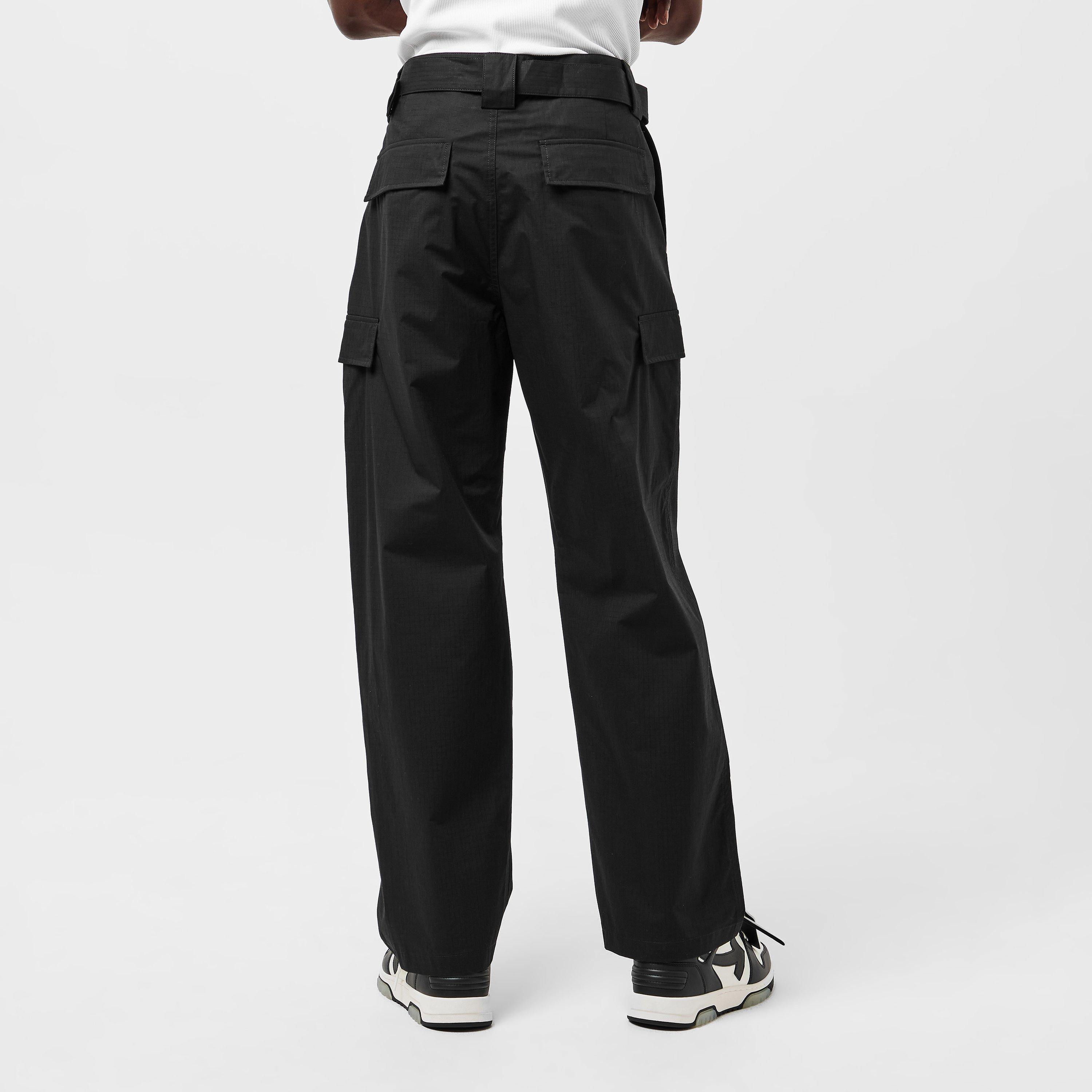 Black - Off White - Men's Cargo Trousers - 4