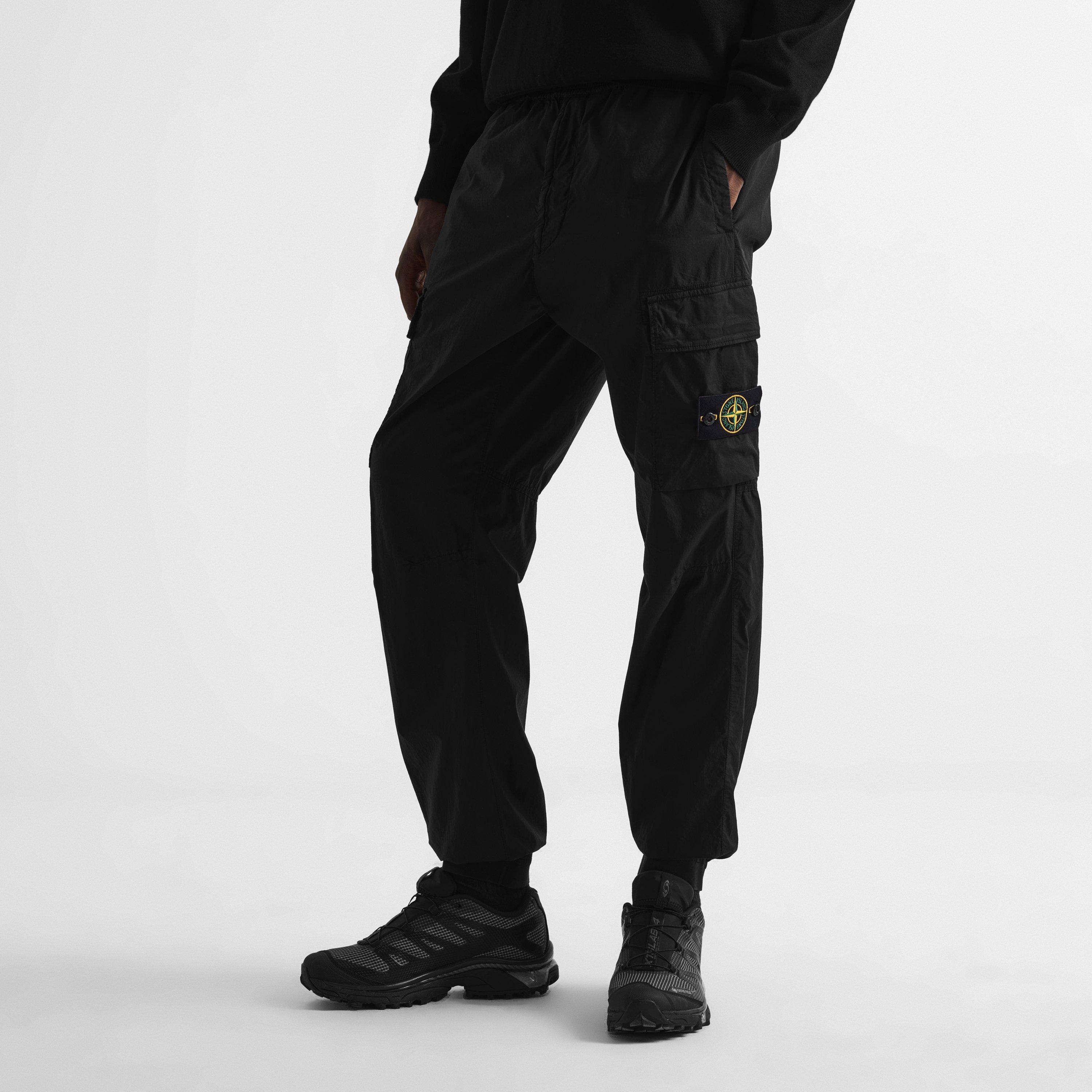 Black V0029 - Stone Island - Men's Tela Para Cotton Cargo Trousers - 3