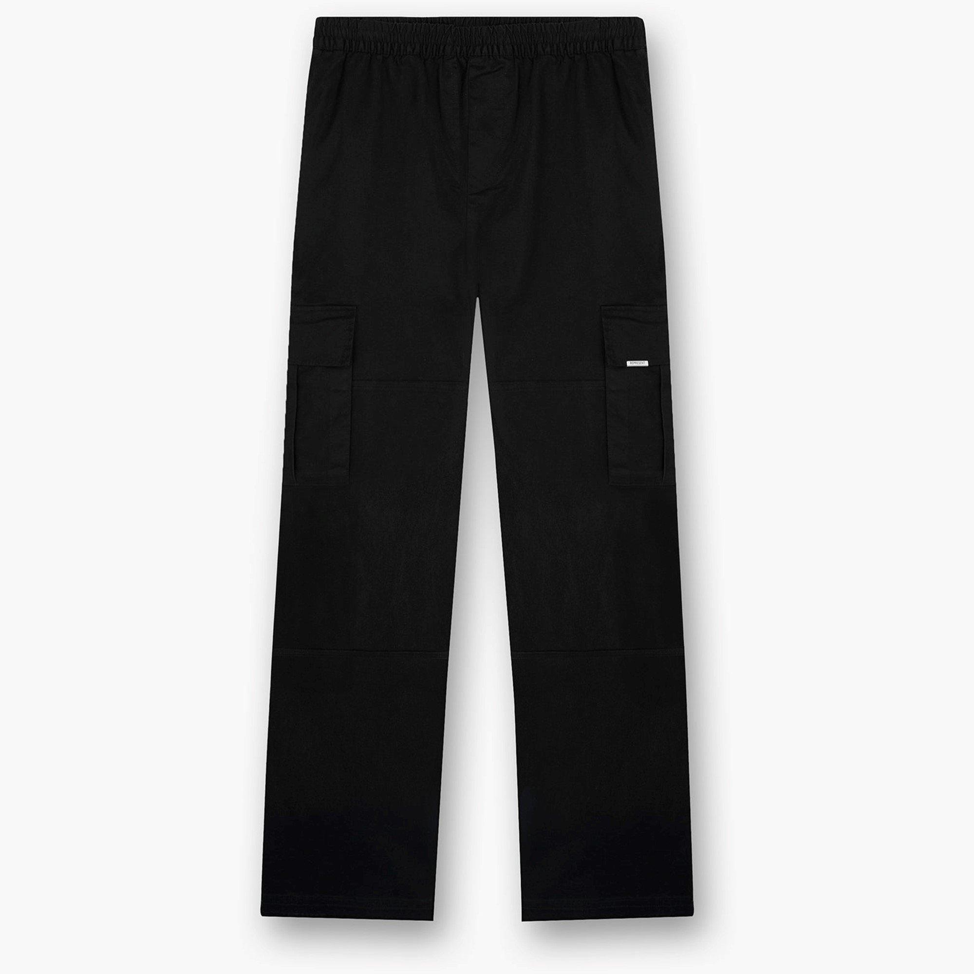Represent Men's Standard Cotton Mid Rise Cargo Trousers - Black - XS