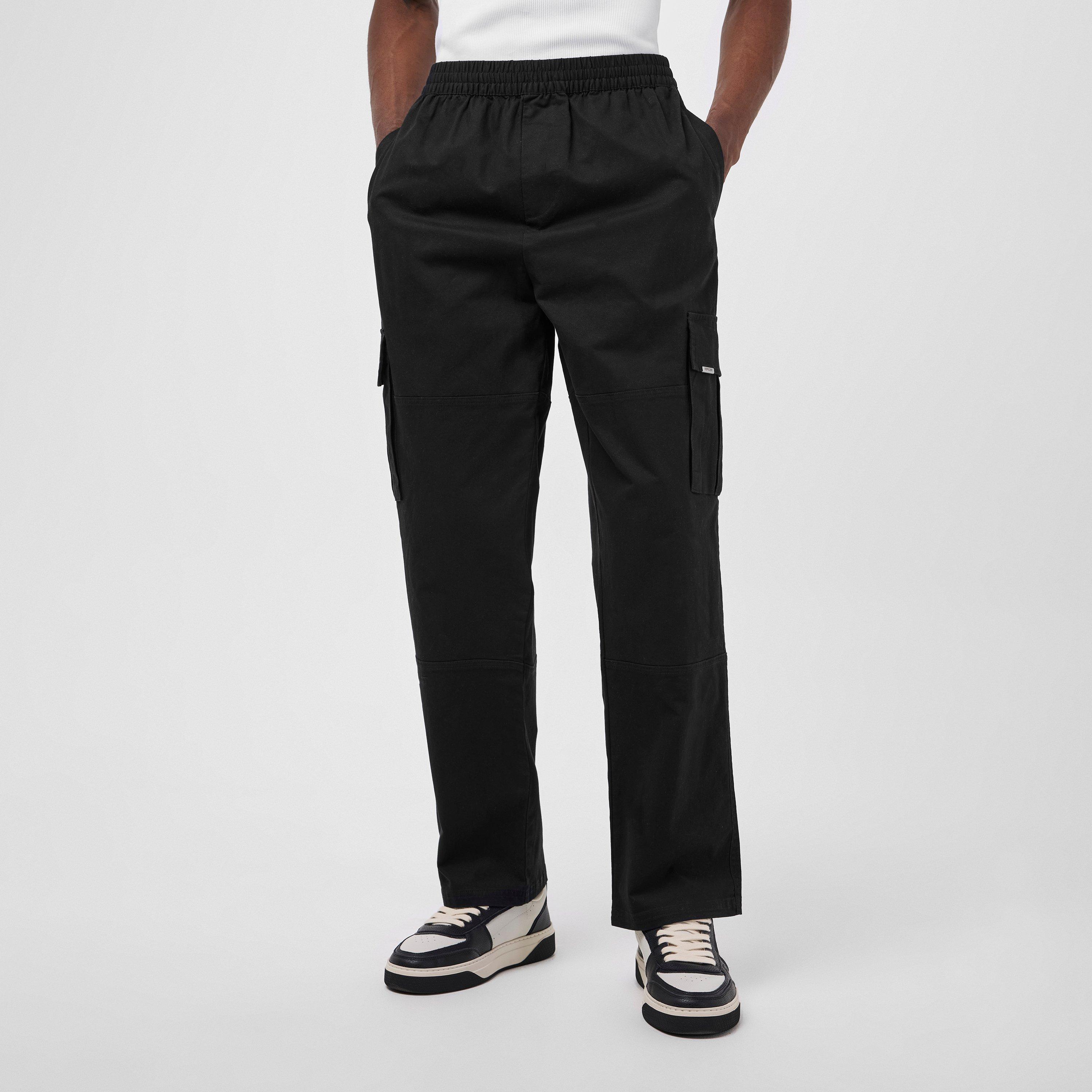 Black - Represent - Men's Rep Standard Cargo Trousers, Four Pockets - 3