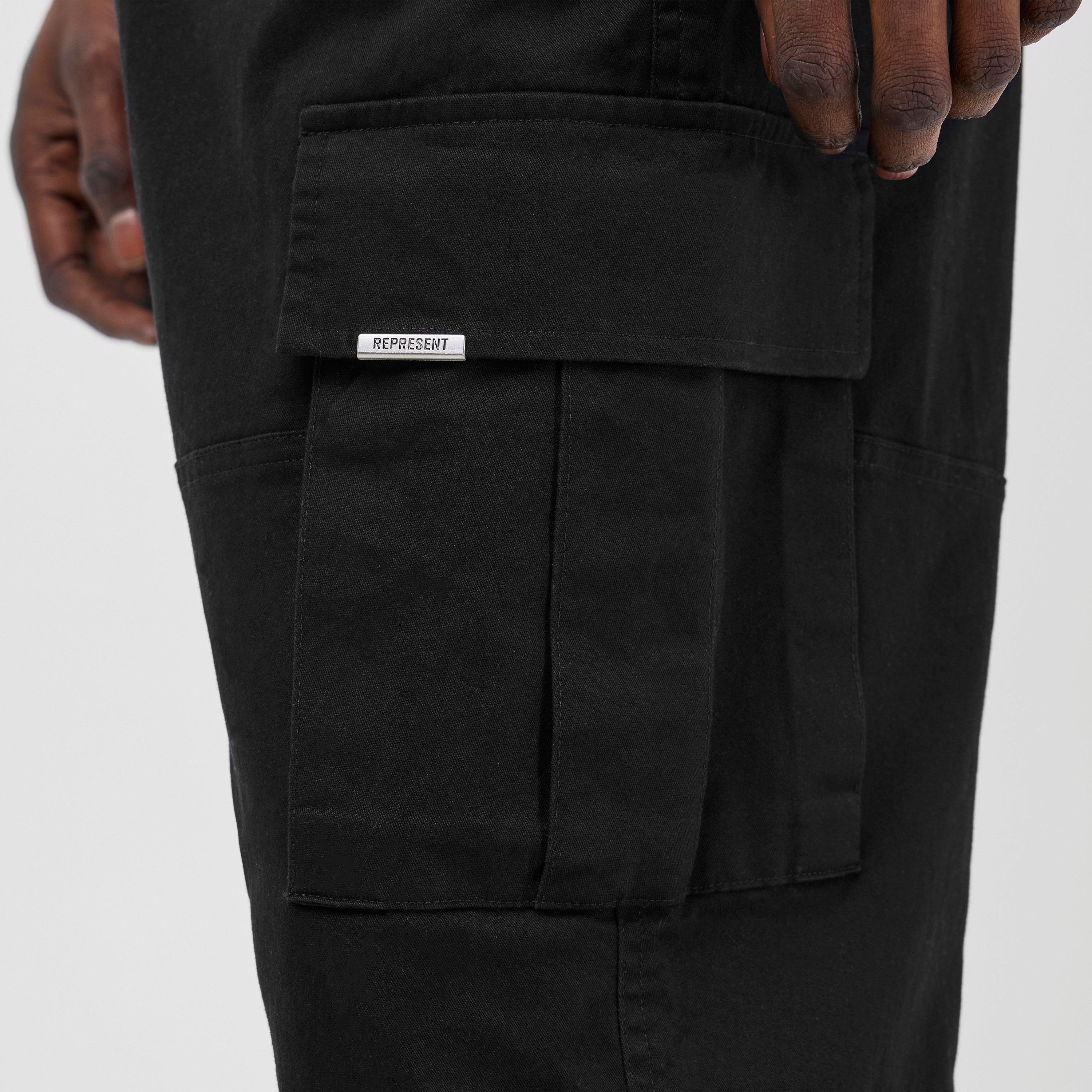 Black - Represent - Men's Rep Standard Cargo Trousers, Four Pockets - 4
