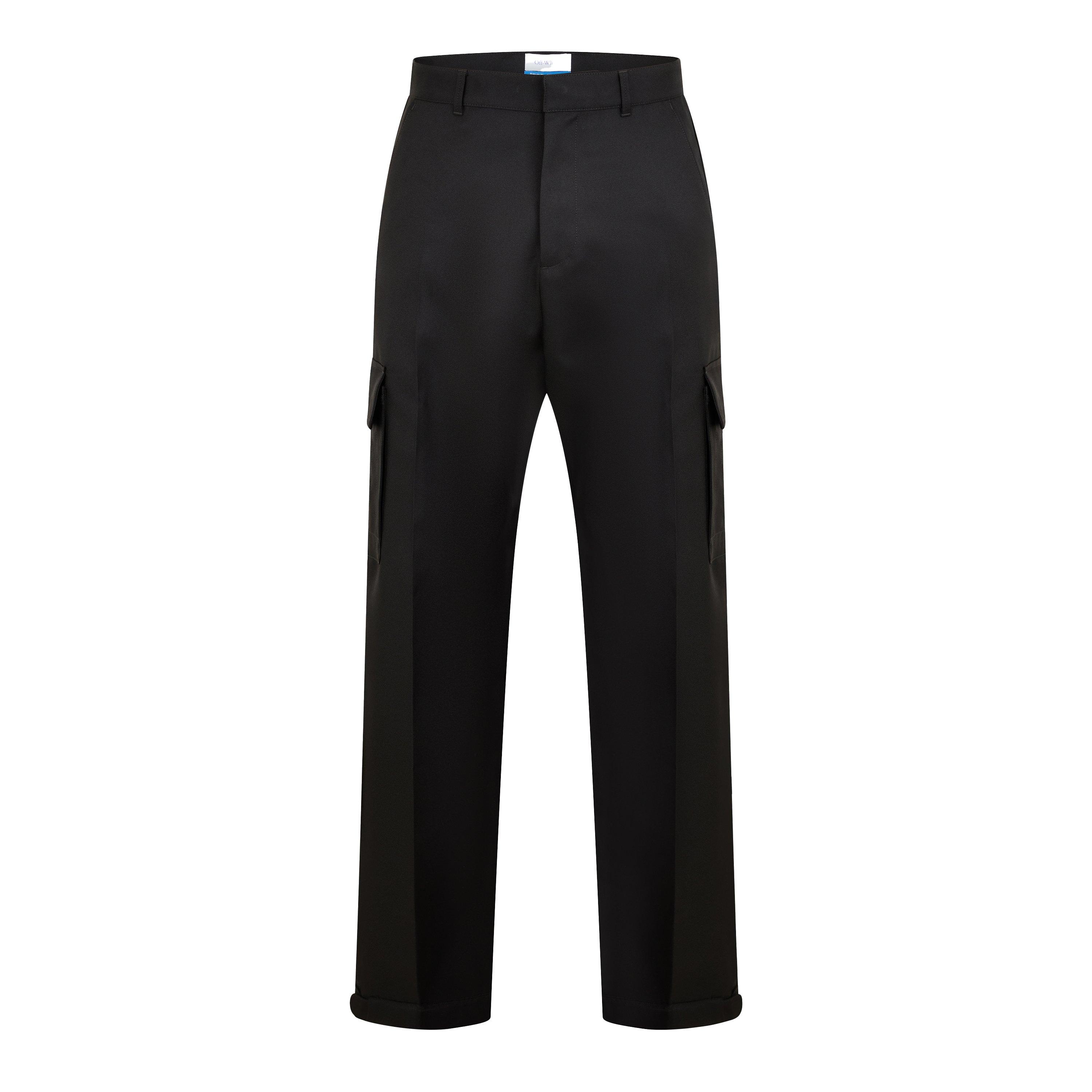 Black - Off White - Men's Relaxed Fit Cargo Trousers - 1
