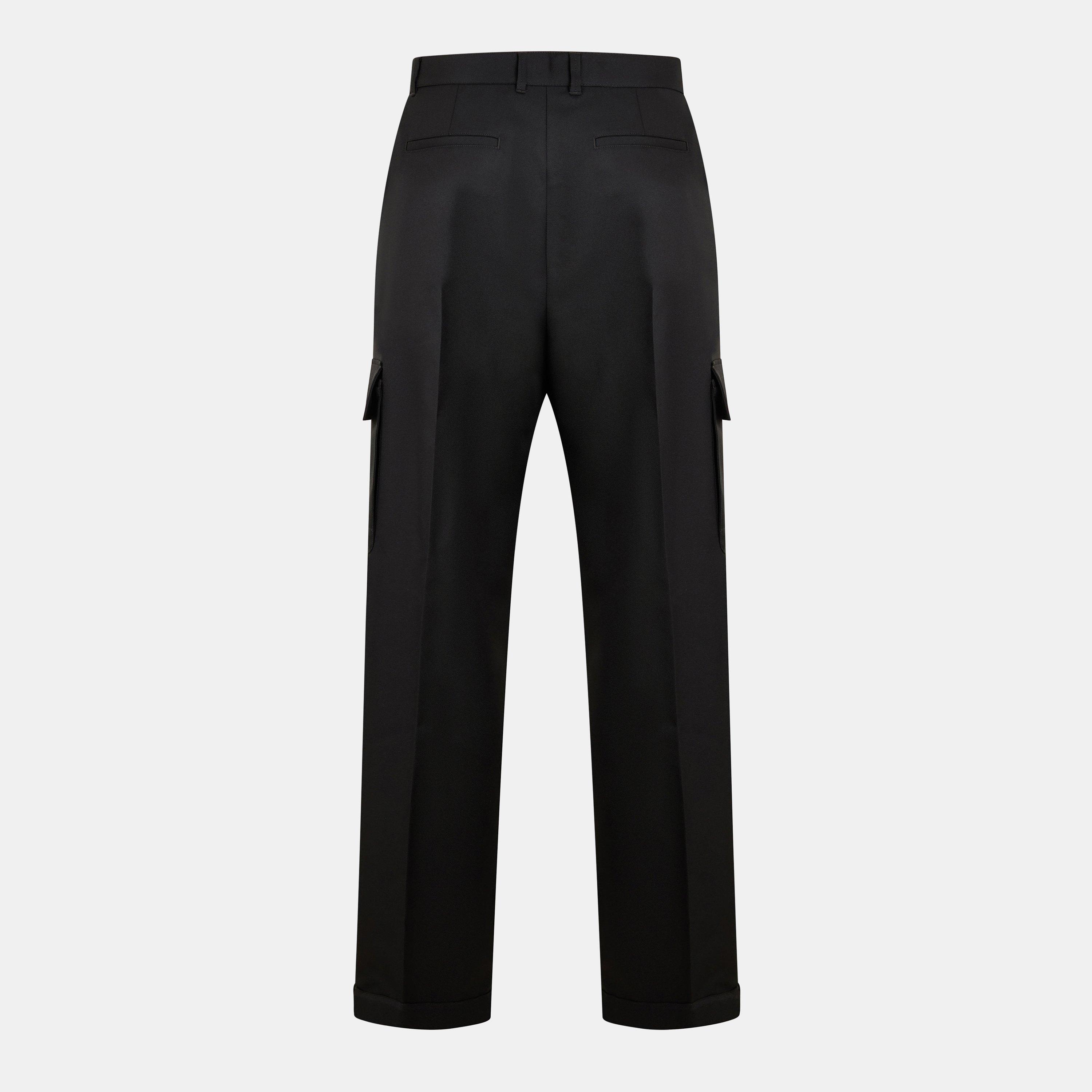 Black - Off White - Men's Cargo Trousers - 2