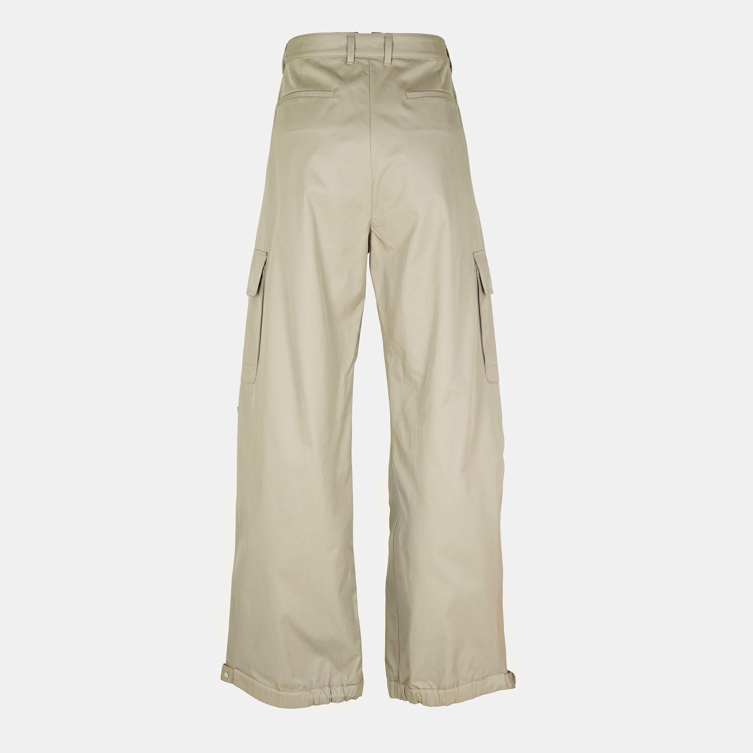 Beige - Off White - Men's Cargo Trousers - 2