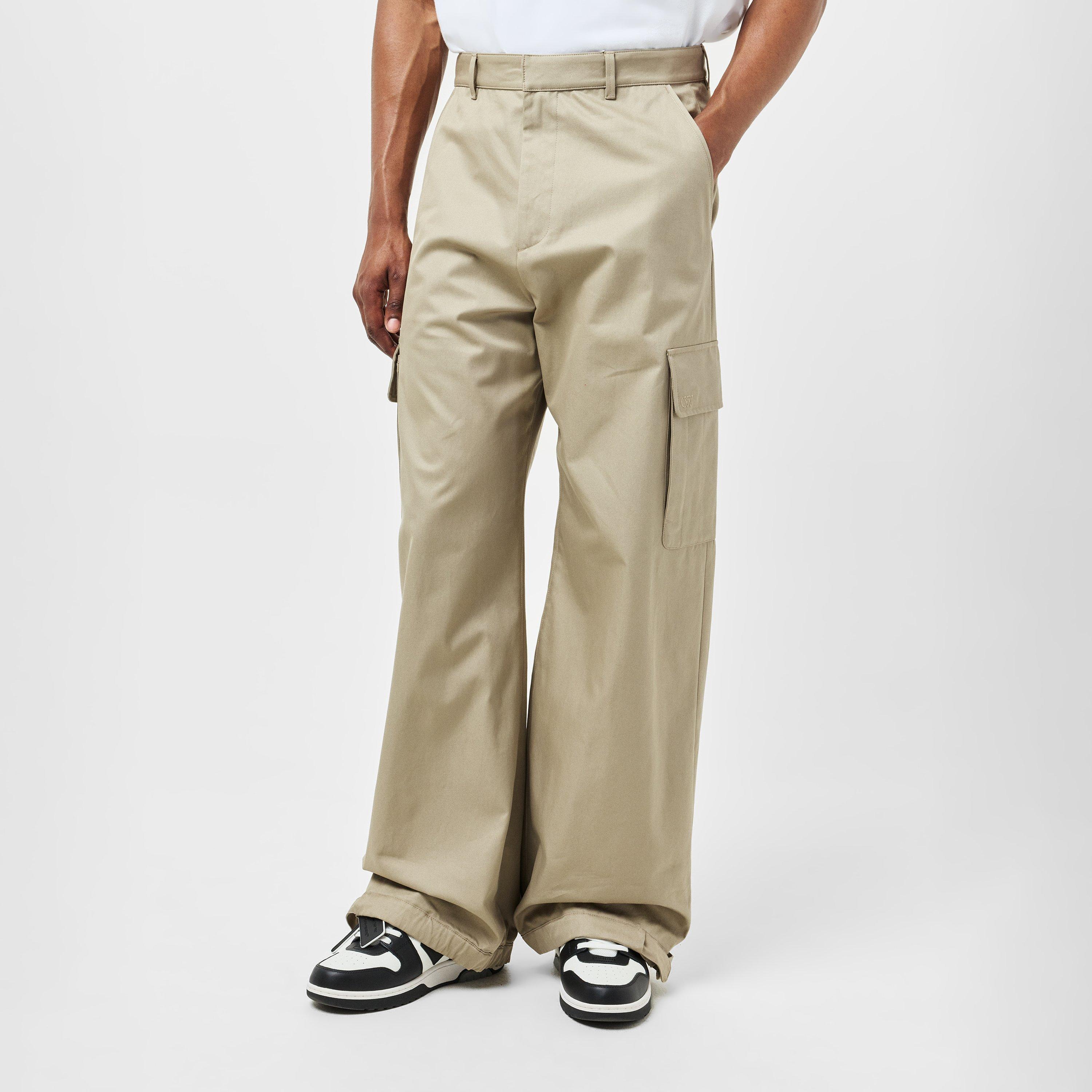Beige - Off White - Men's Cargo Trousers - 3