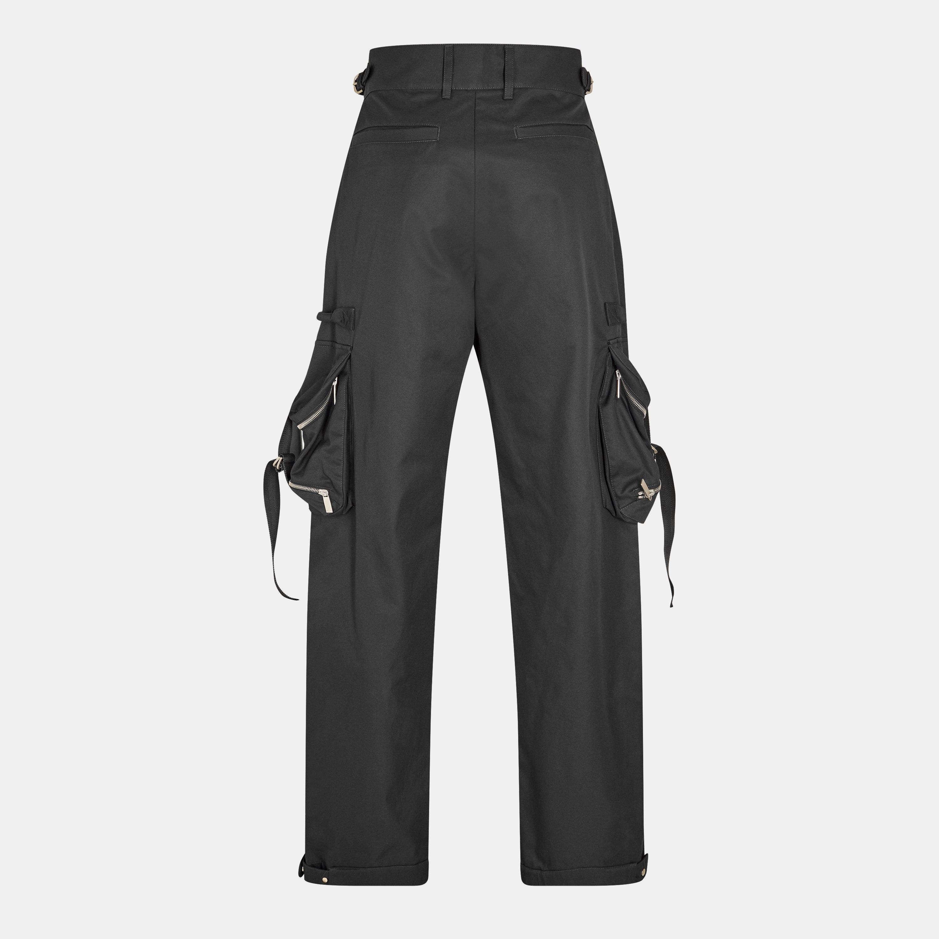 Black - Off White - Men's Cargo Trousers - 2