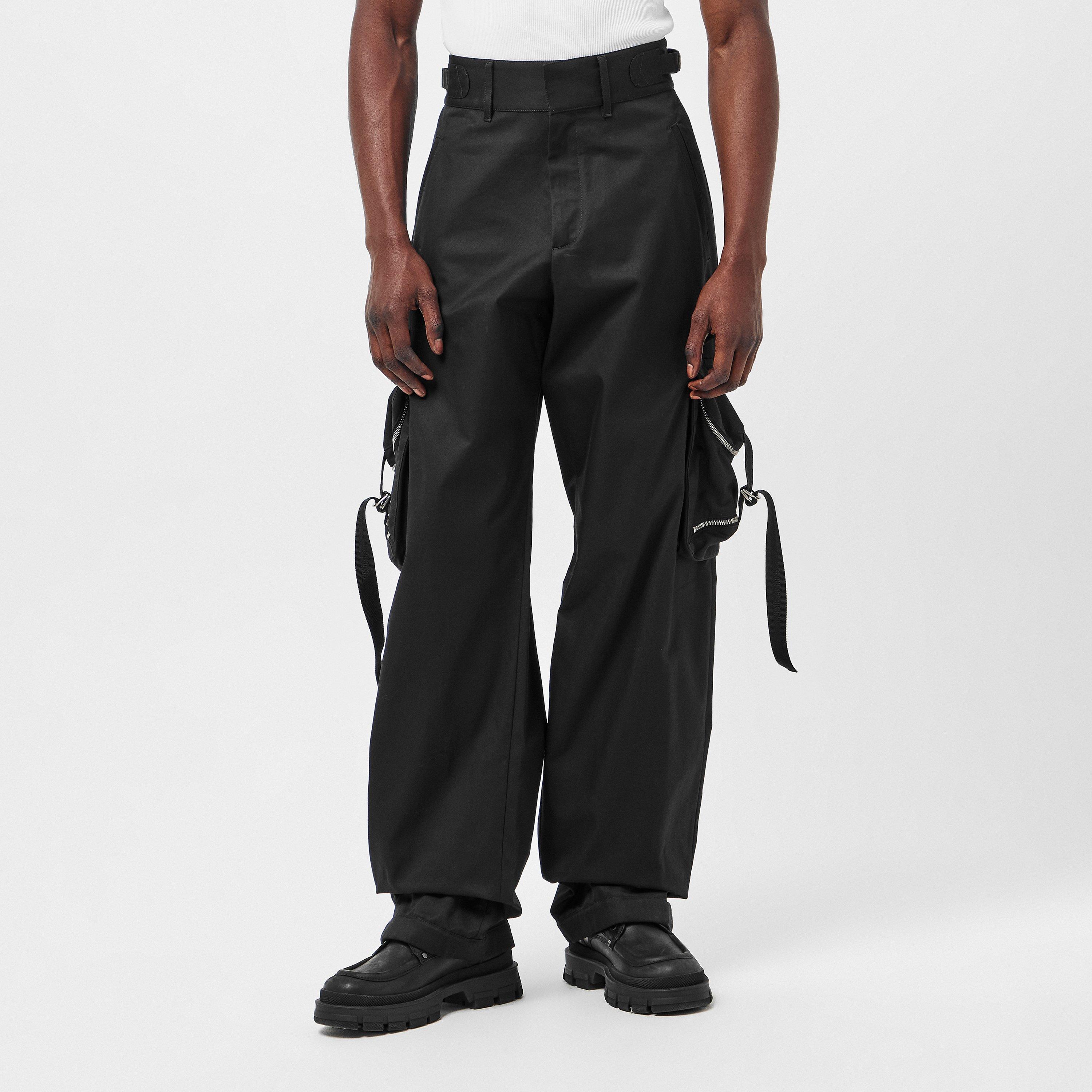 Black - Off White - Men's Cargo Trousers - 3