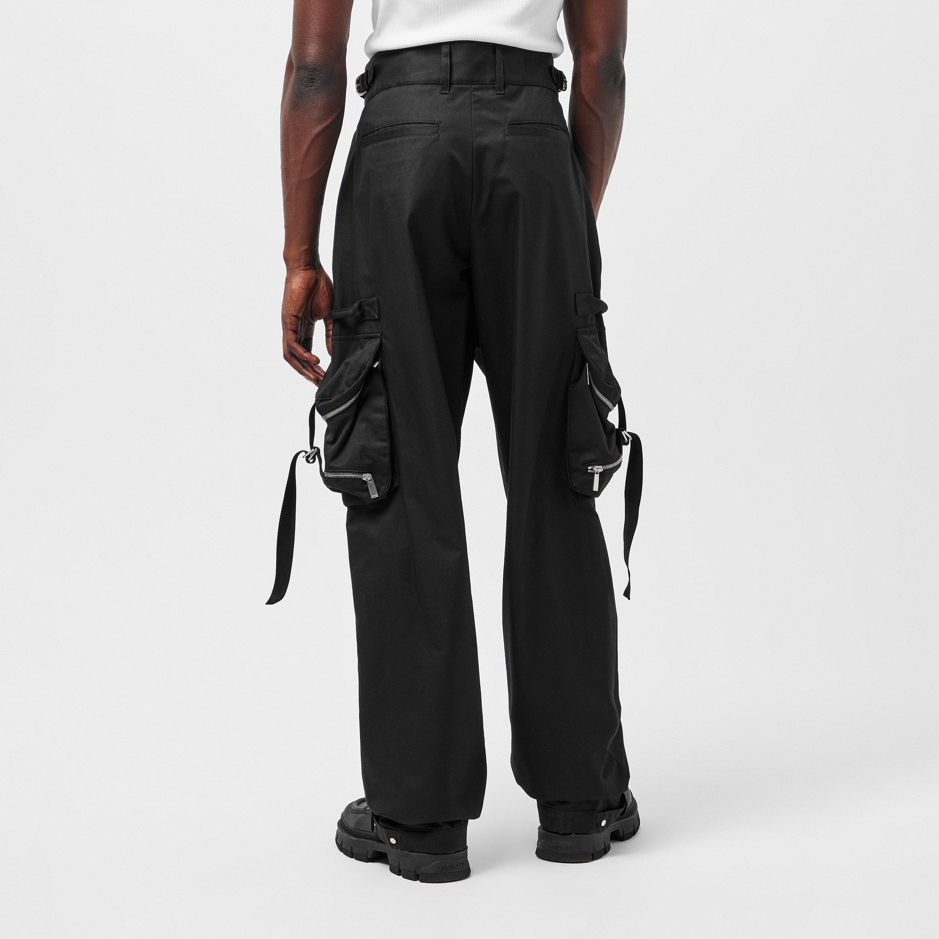 Black - Off White - Men's Cargo Trousers - 4
