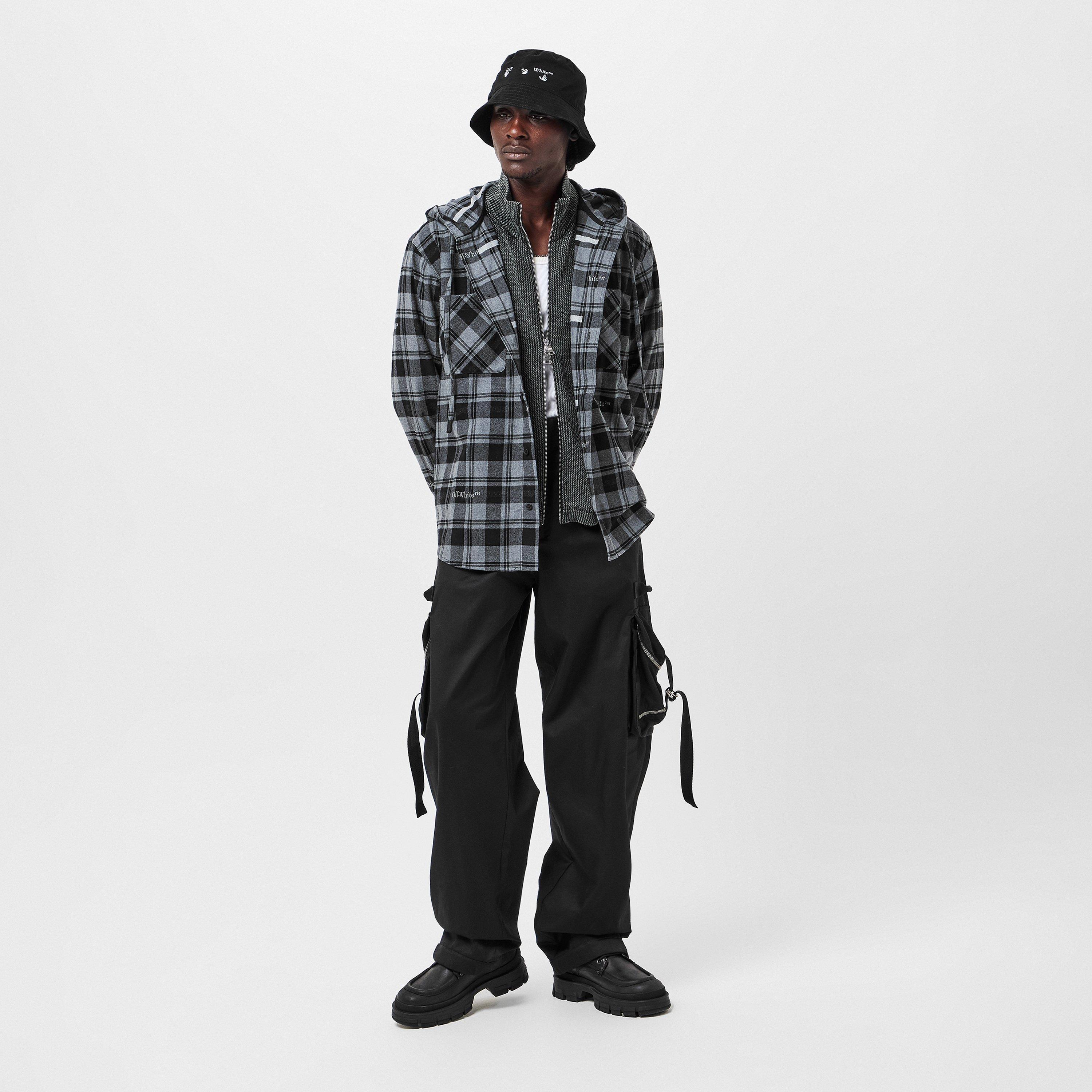 Black - Off White - Men's Cargo Trousers - 6