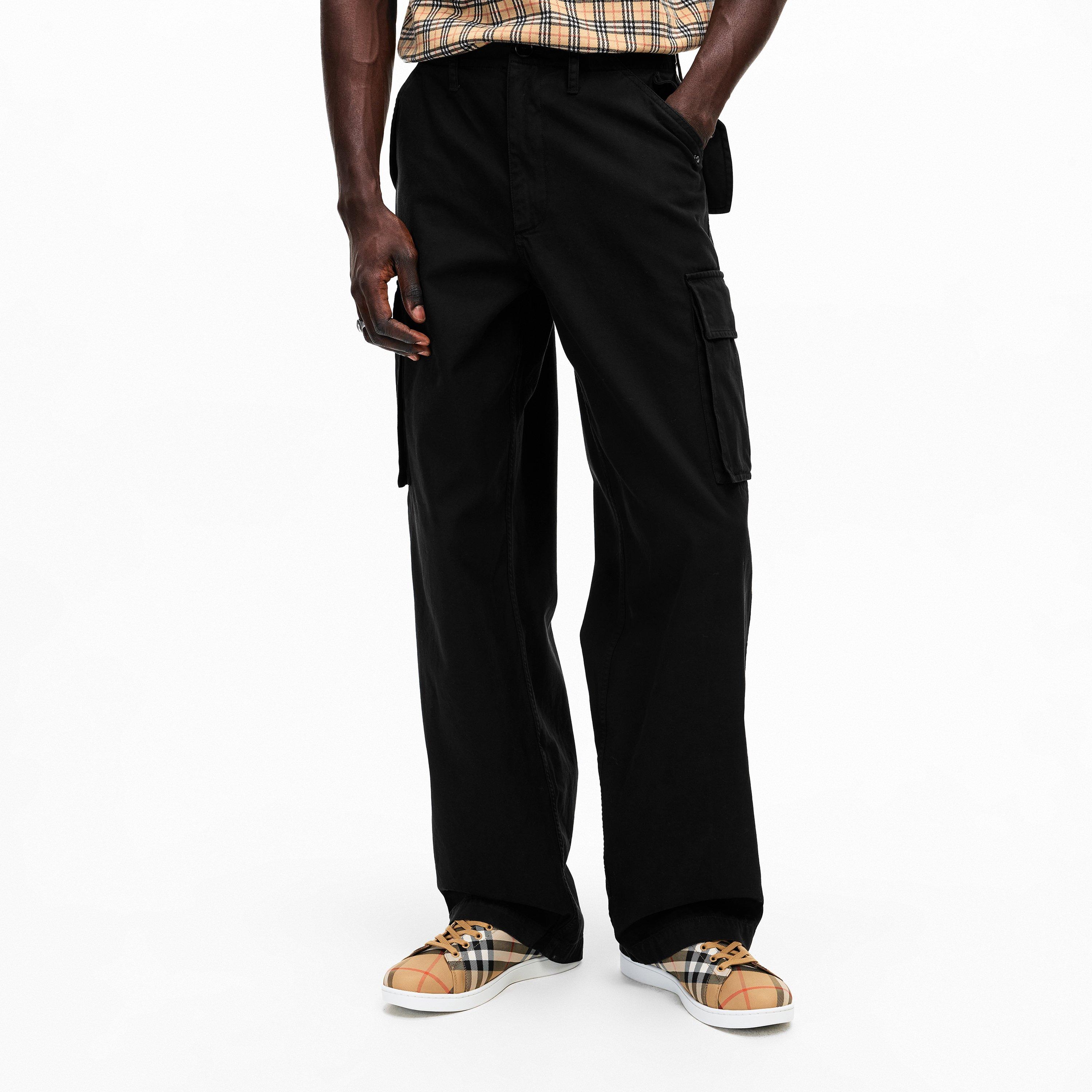 Black - Burberry - Men's Burb Tab Cargo Trousers - 3