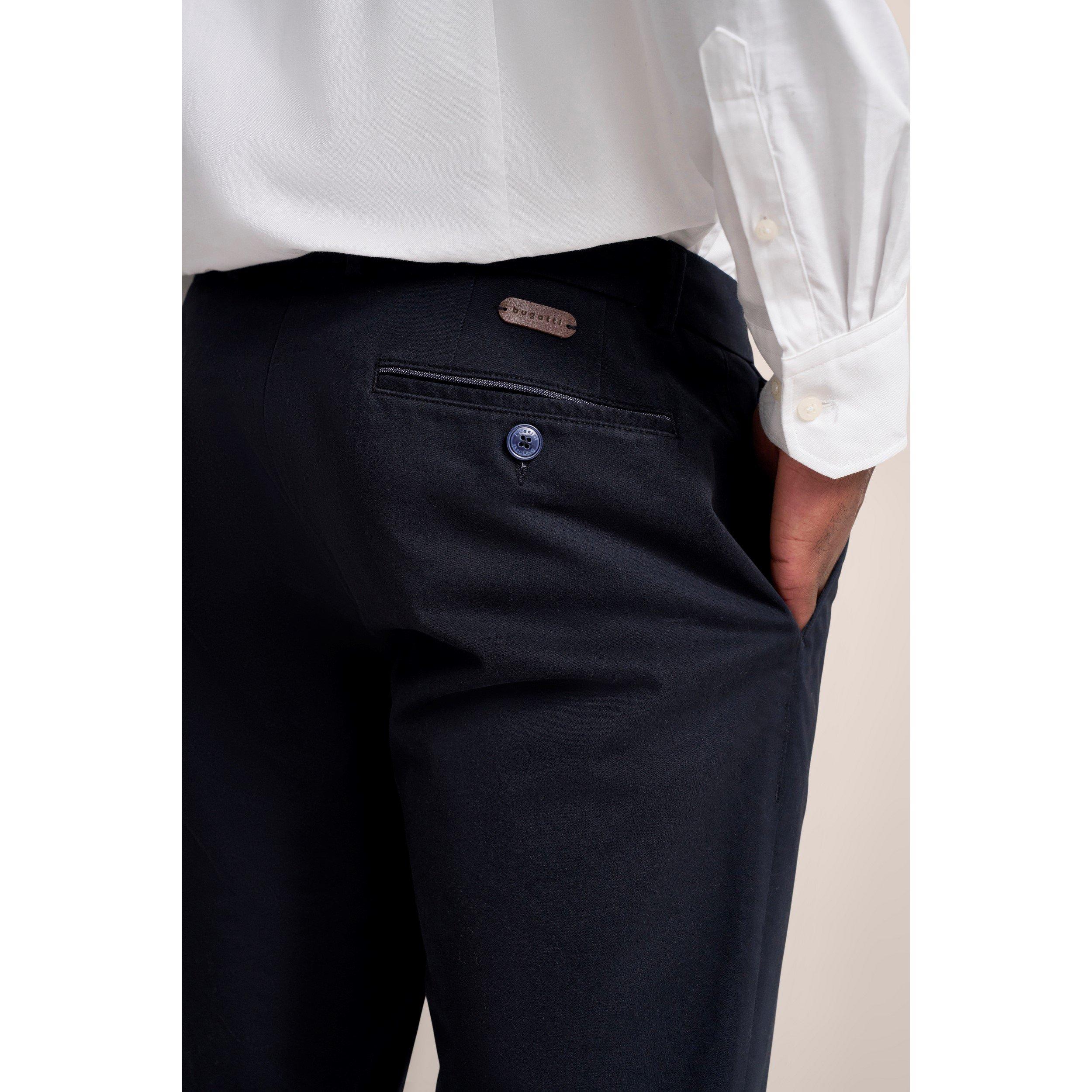Navy - Bugatti - Men's Cotton Chinos - 5