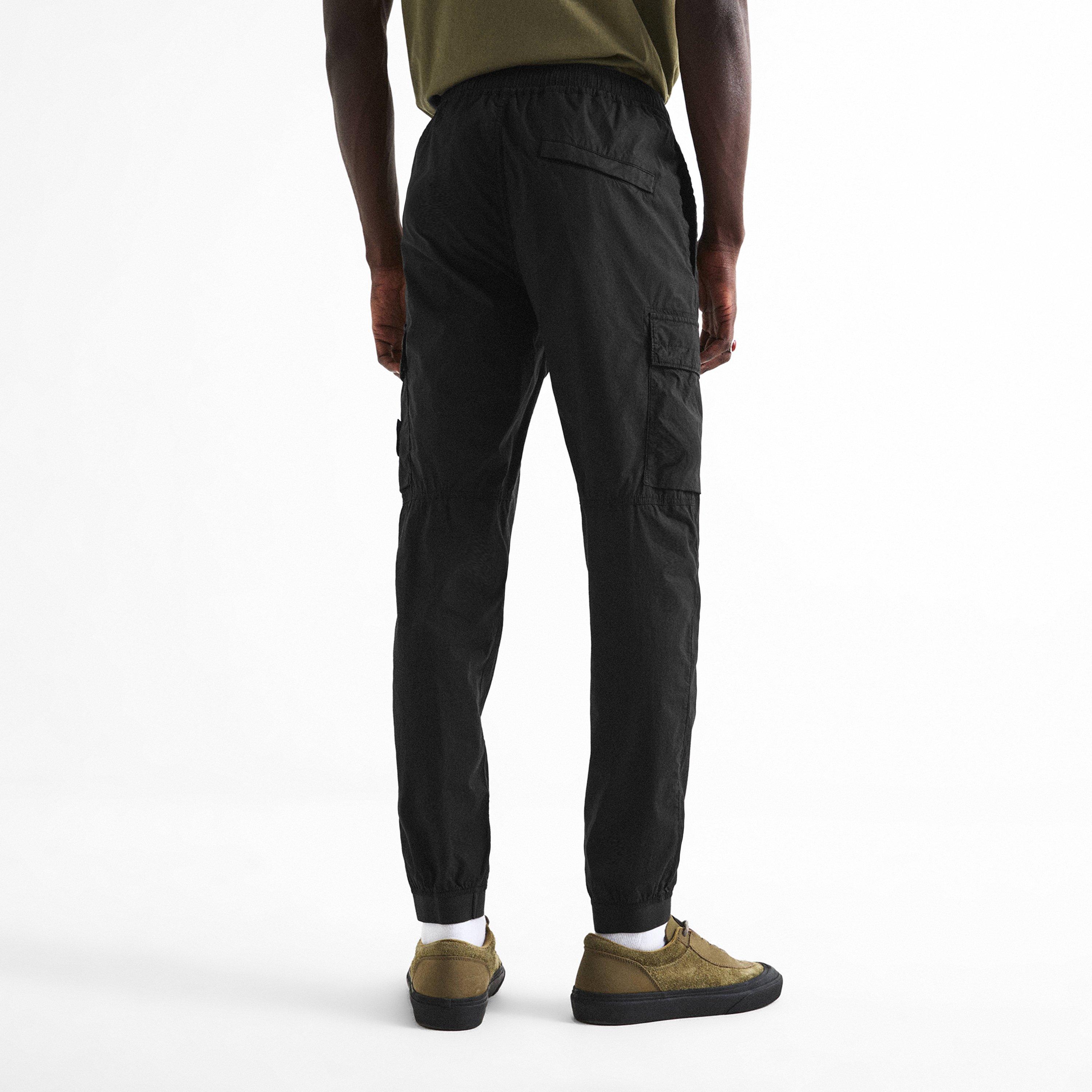 Black V0029 - Stone Island - Men's Tela Paracadute Cotton Tapered-Fit Cargo Trousers - 4