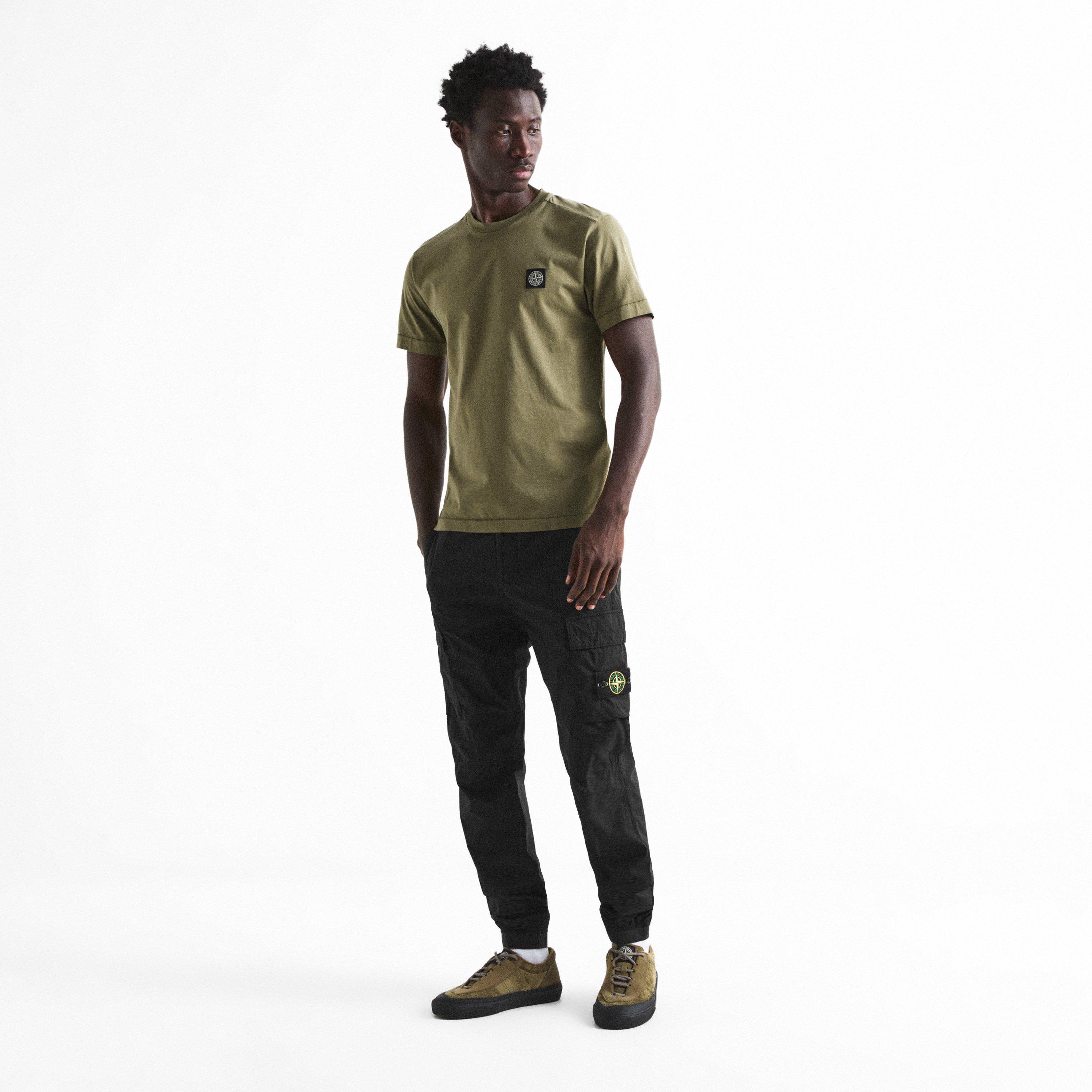 Black V0029 - Stone Island - Men's Tela Paracadute Cotton Tapered-Fit Cargo Trousers - 6