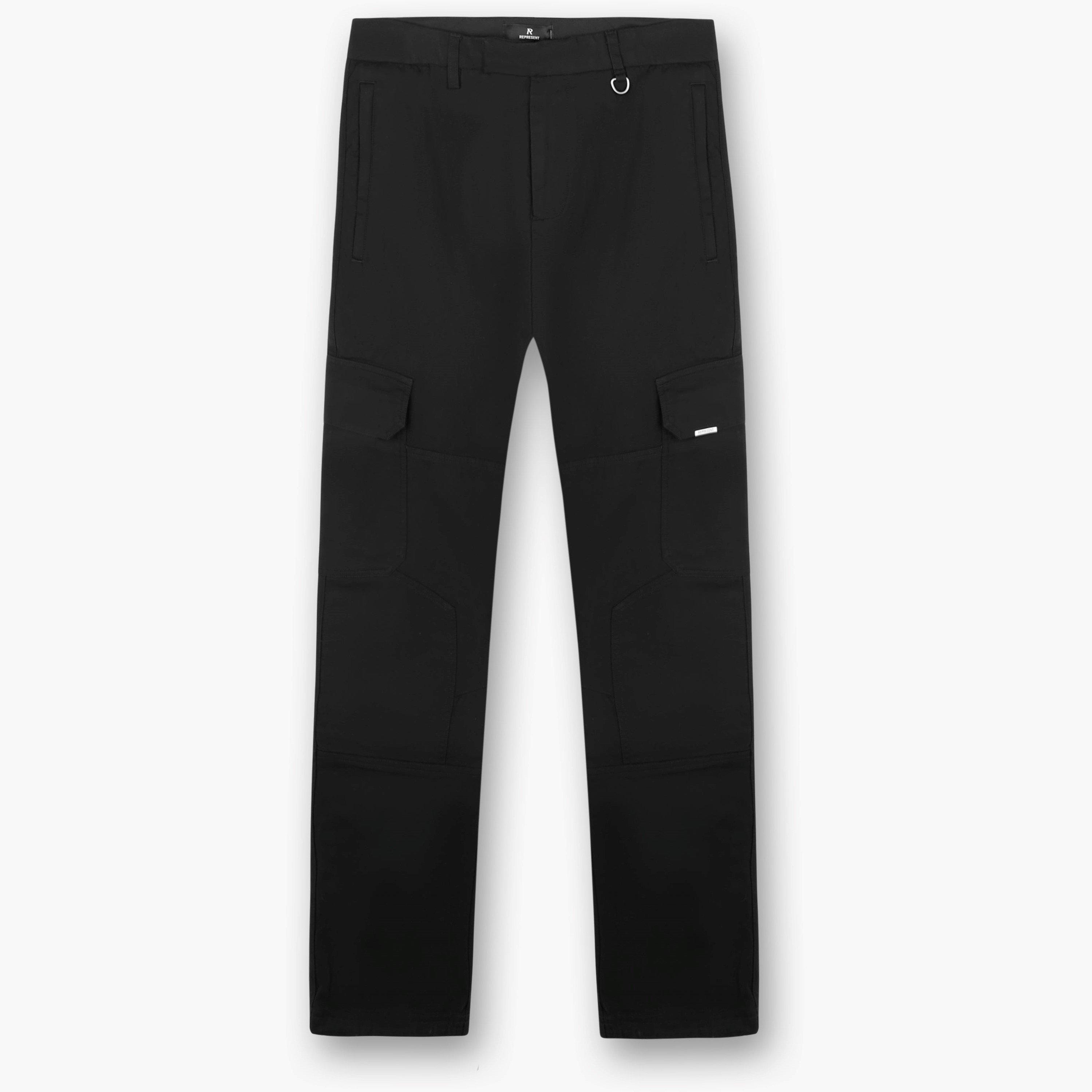 Represent Men's Cotton Drawstring Cuffs Slim Fit Cargo Trousers - Jet Black - XS
