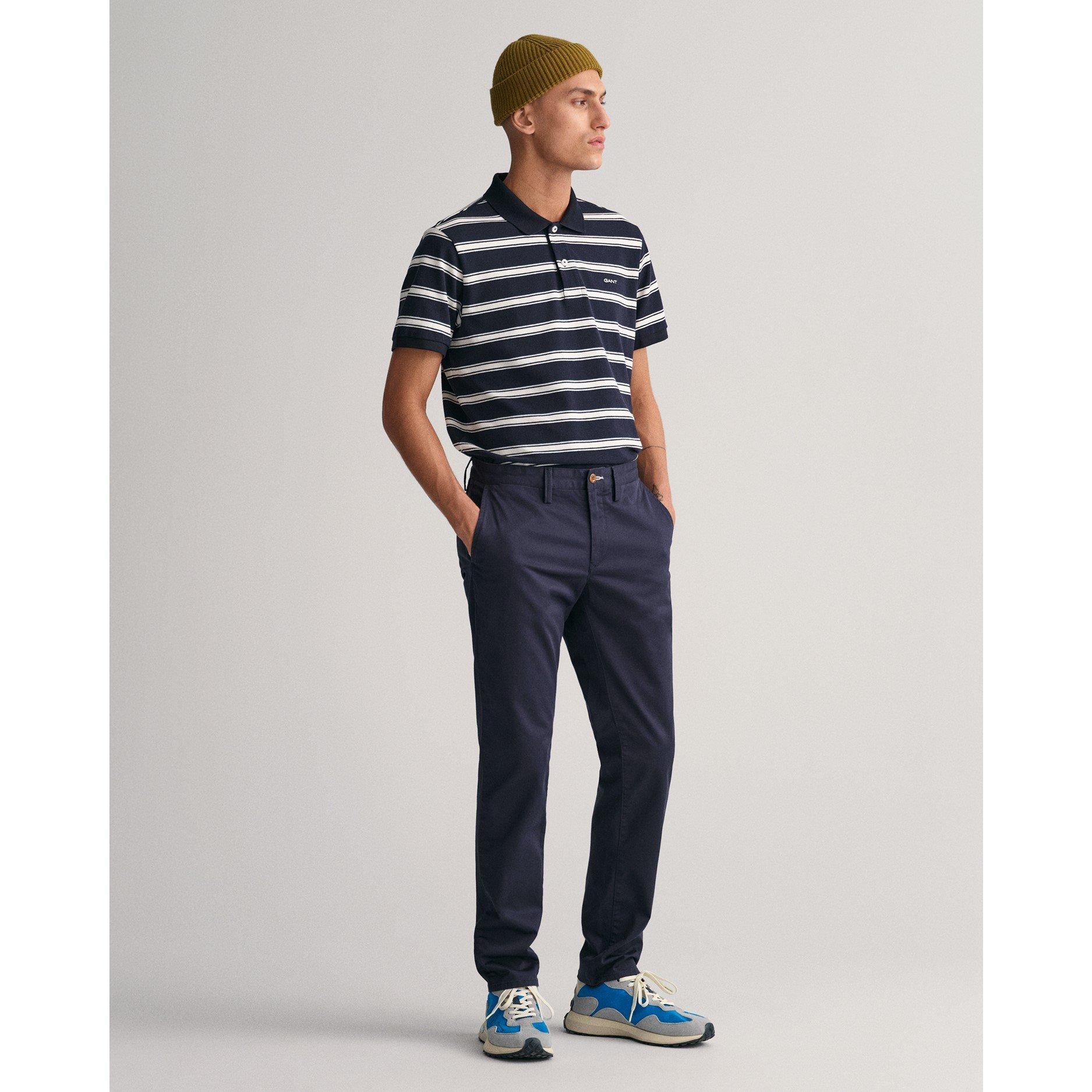 Navy 410 - Gant - Slim Fit Twill Chinos - 3