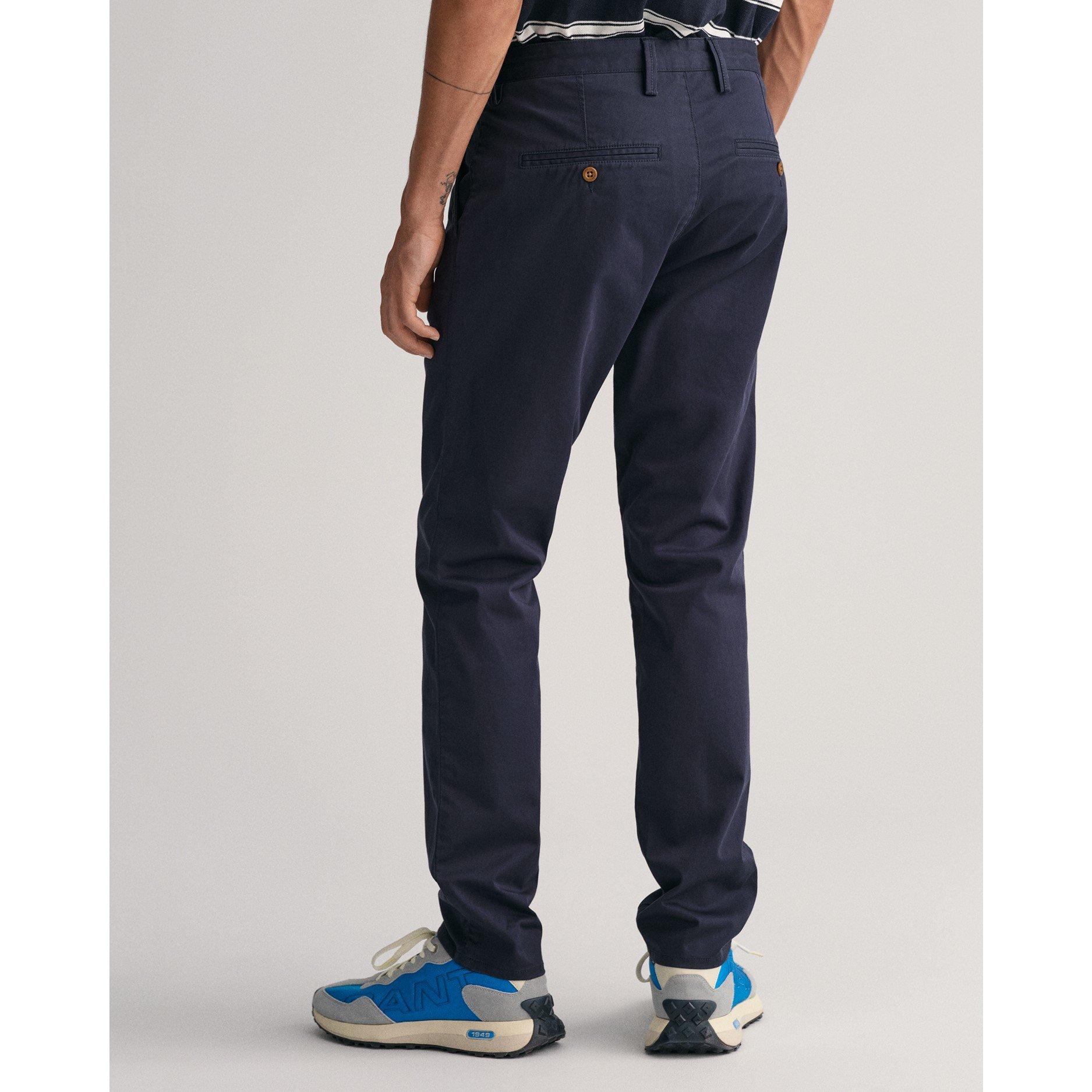 Navy 410 - Gant - Slim Fit Twill Chinos - 4