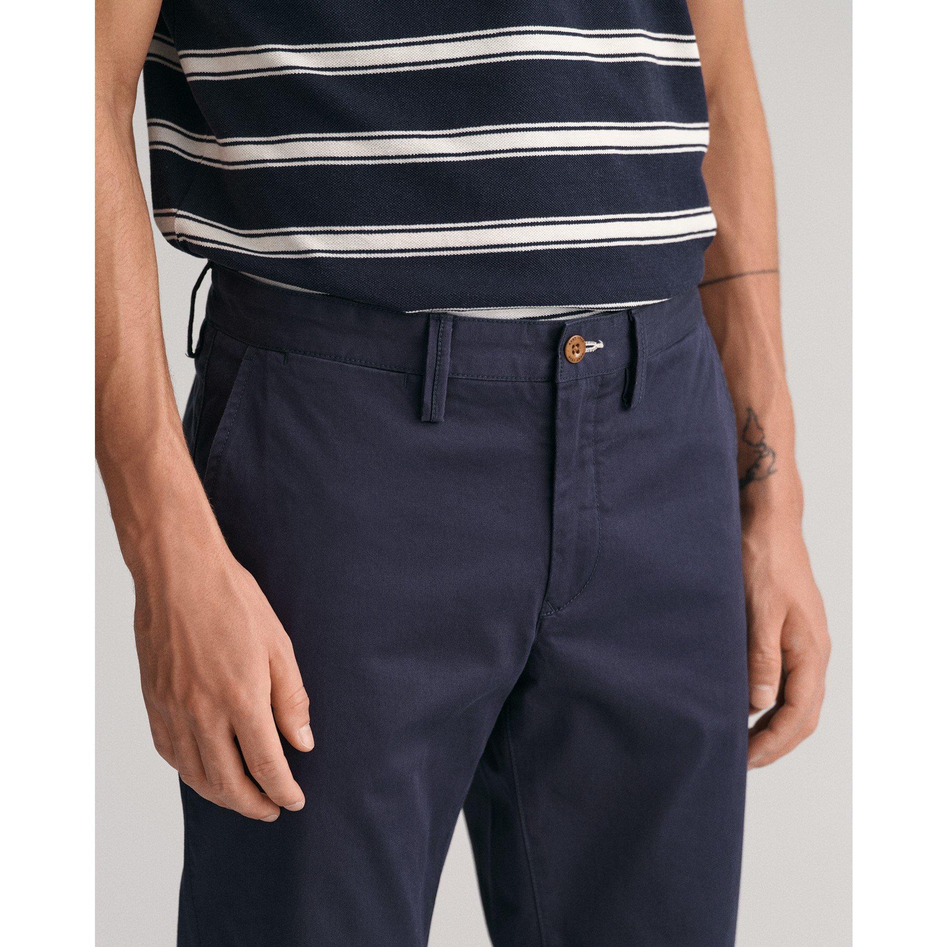Navy 410 - Gant - Slim Fit Twill Chinos - 5