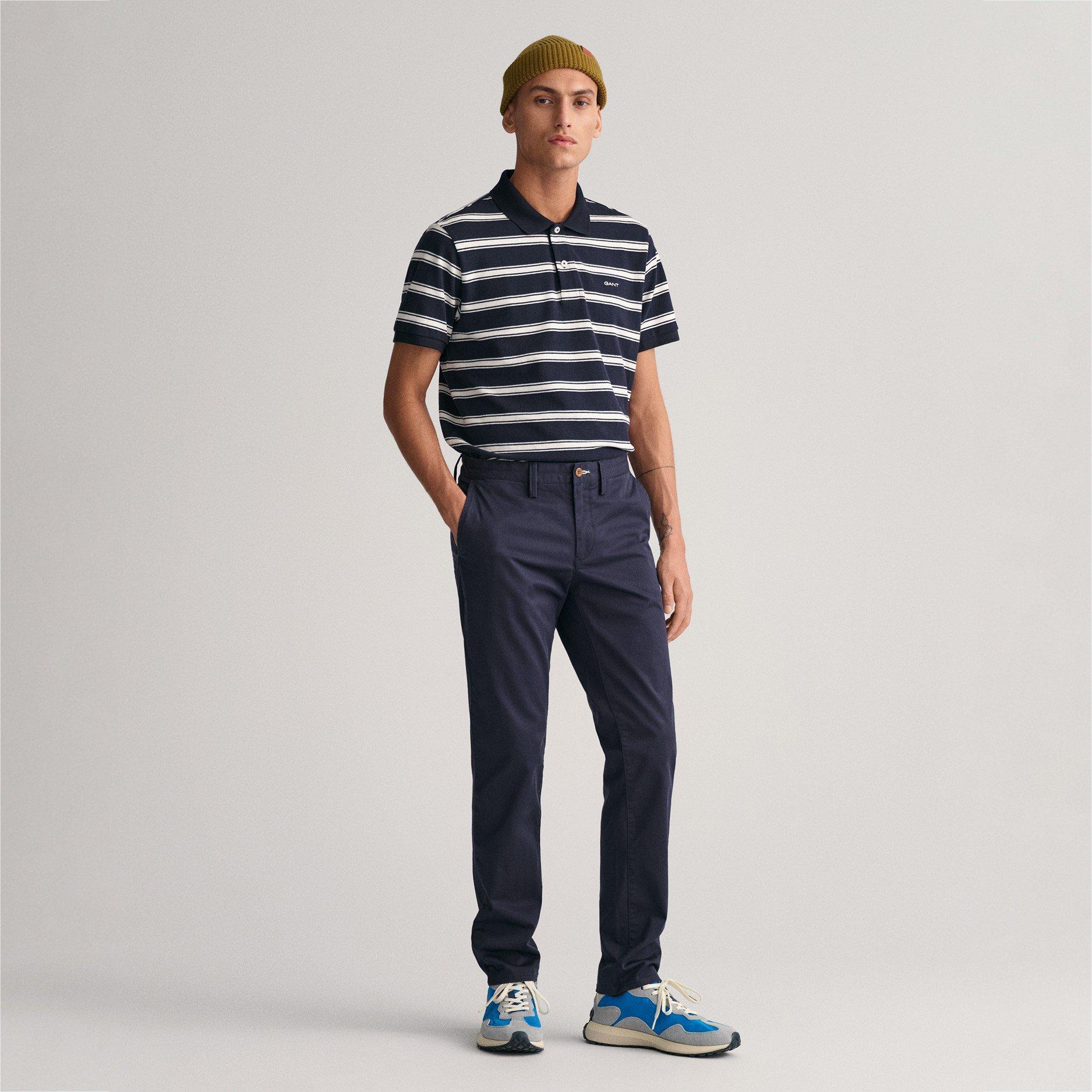 Navy 410 - Gant - Slim Fit Twill Chinos - 6