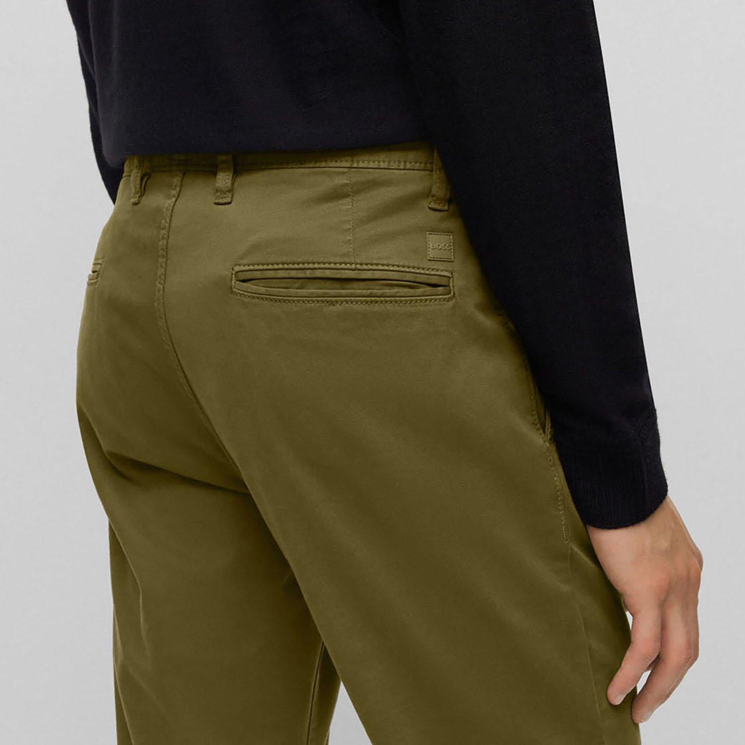 Dark Green - Boss - Men's Tapered Chinos, Sustainable Cotton - 3