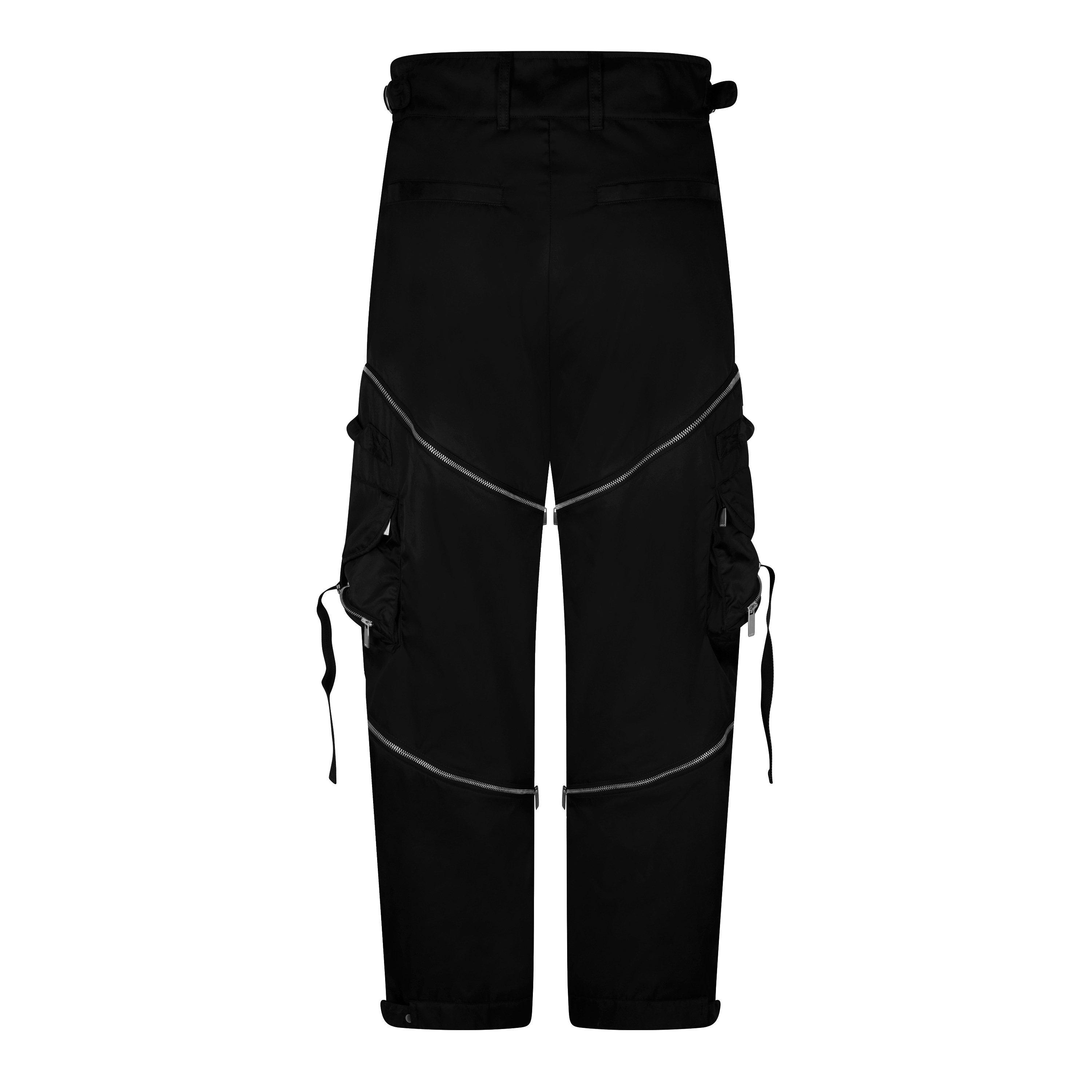 Black - Off White - Men's Zipped Cargo Trousers - 8