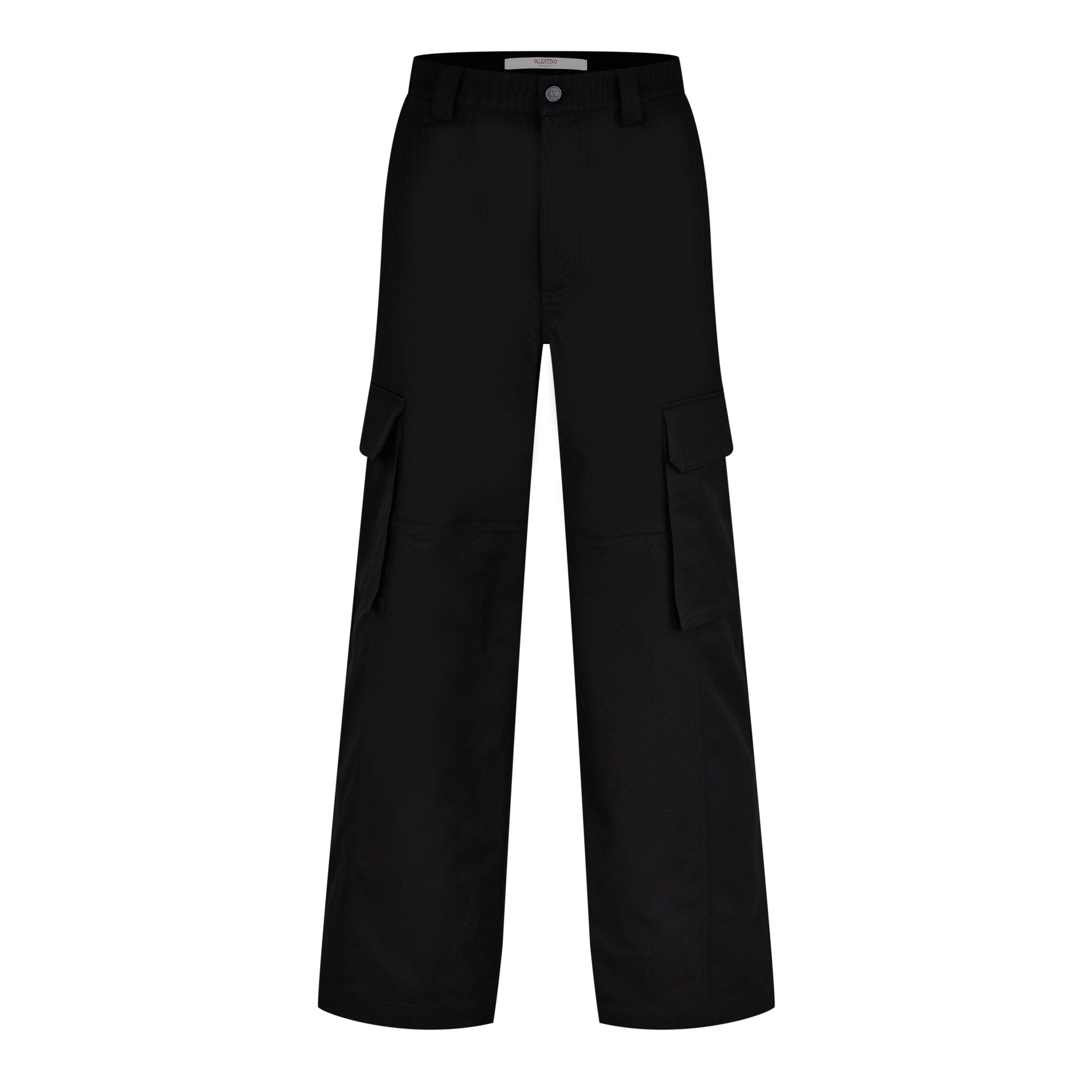 Black - Valentino - Canvas Cargo Trousers - 5